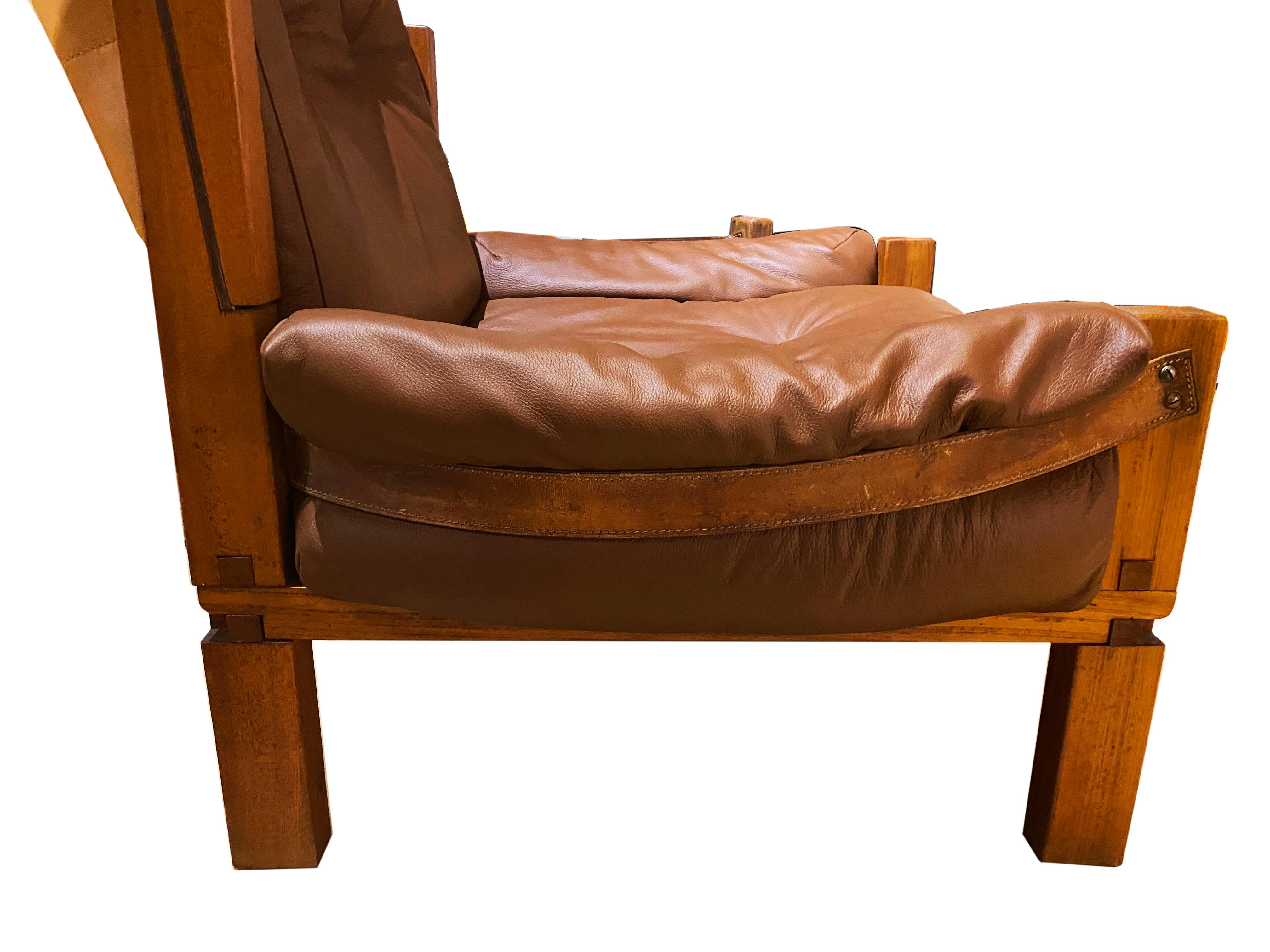 Pierre Chapo, Leather Armchair S 15 In Good Condition For Sale In Saint Ouen, FR