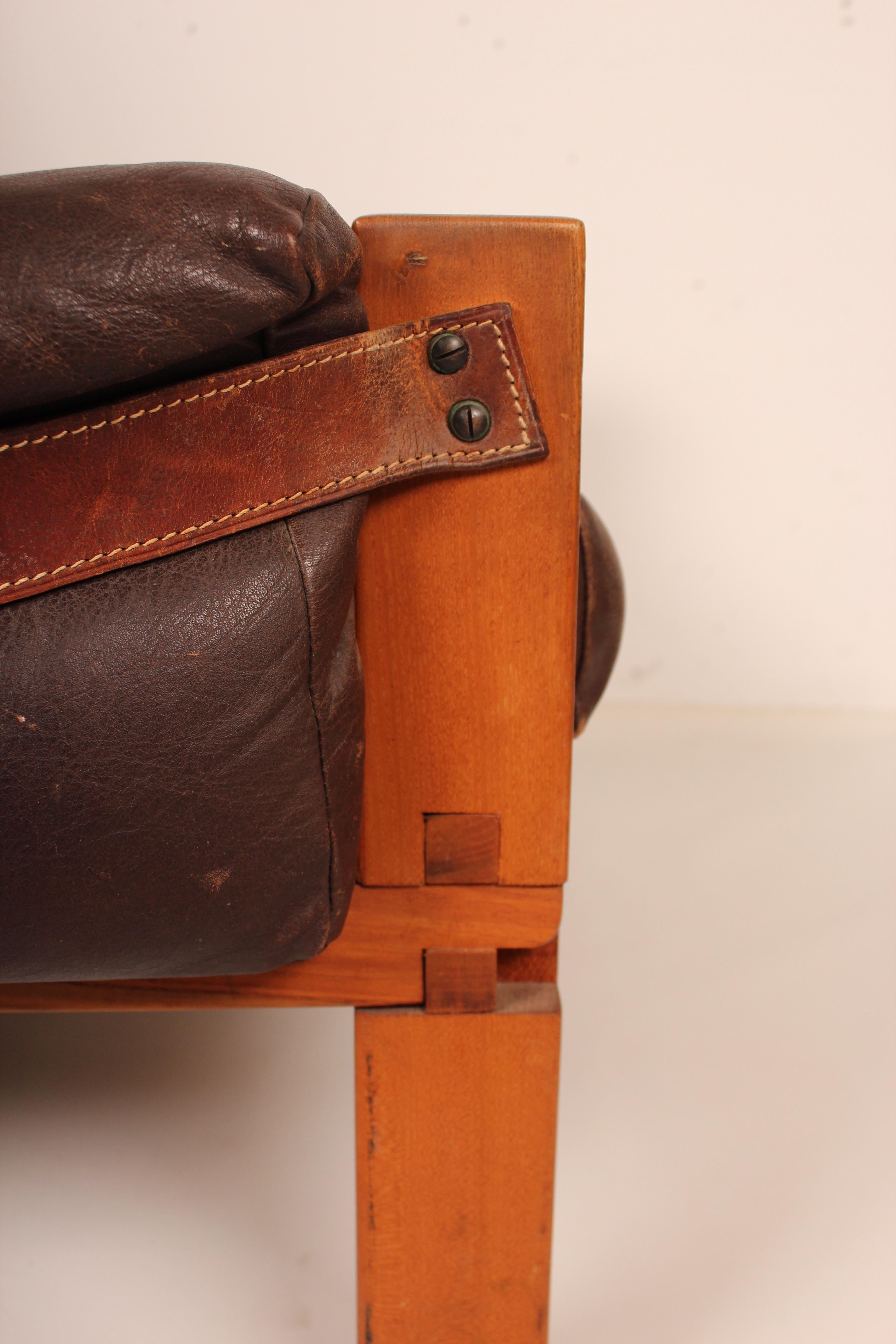 Pierre Chapo Leather armchair S15, France, 1966 6
