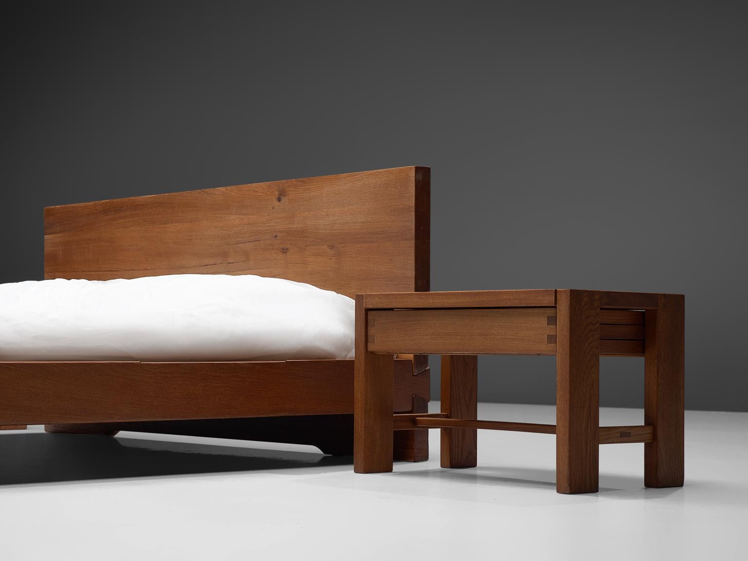 French Pierre Chapo 'Louis' Bed in Solid Elm