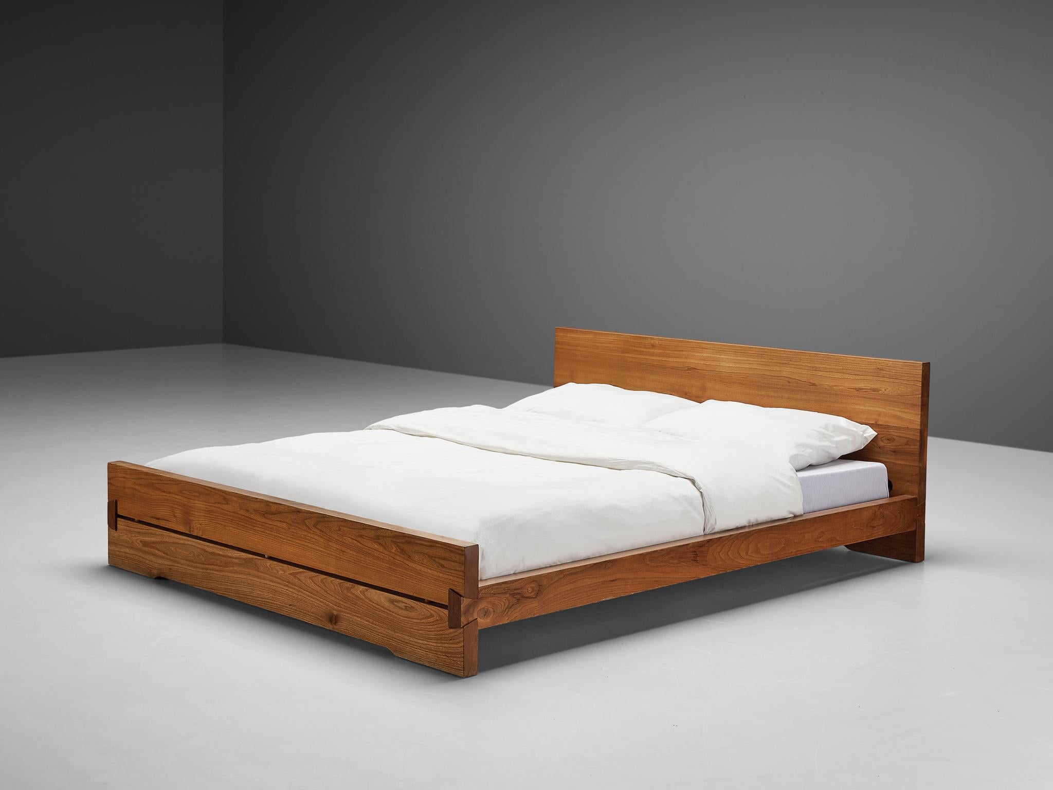 Pierre Chapo 'Louis' Bed in Solid Elm In Good Condition In Waalwijk, NL