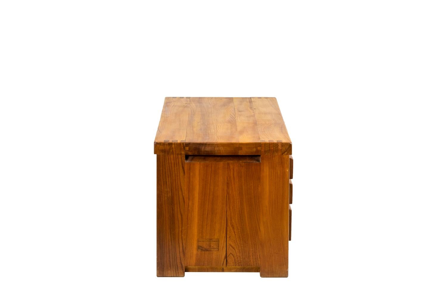 Late 20th Century Pierre Chapo, Low Cabinet in Natural Elm, 1976