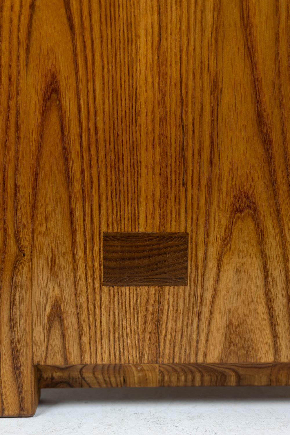Pierre Chapo. Low chest of drawers in blond elm. Circa 1970. For Sale 3