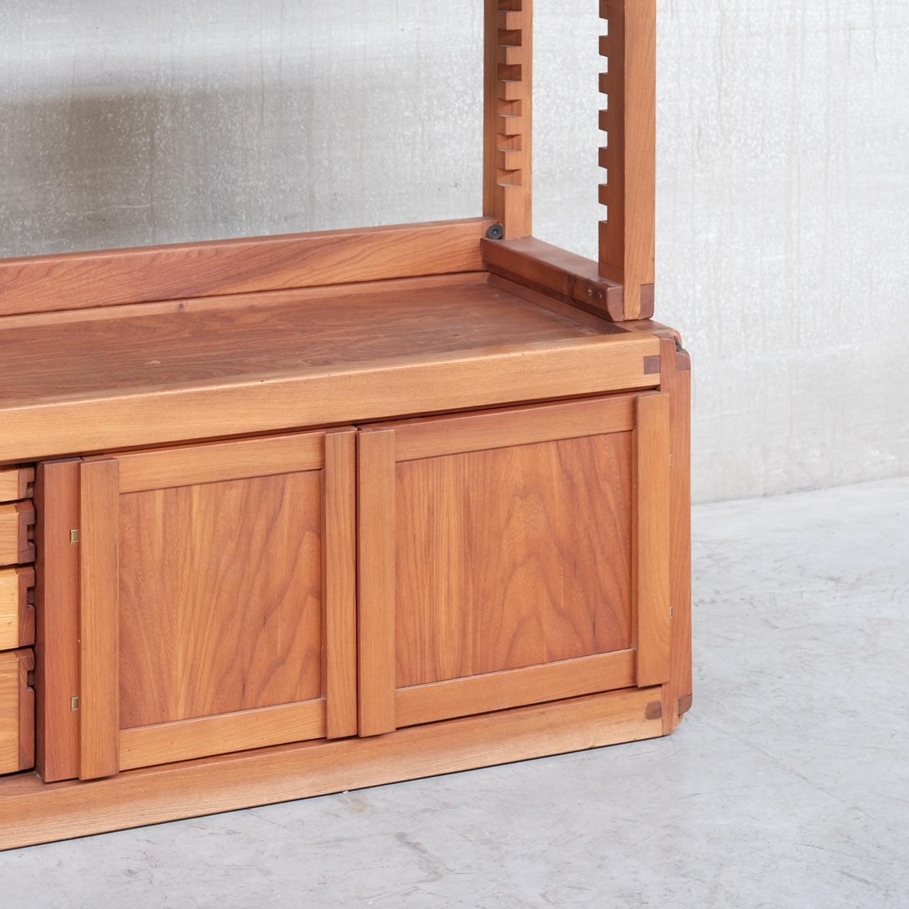 Pierre Chapo Mid-Century Elm Shelving Cabinet B10 For Sale 8