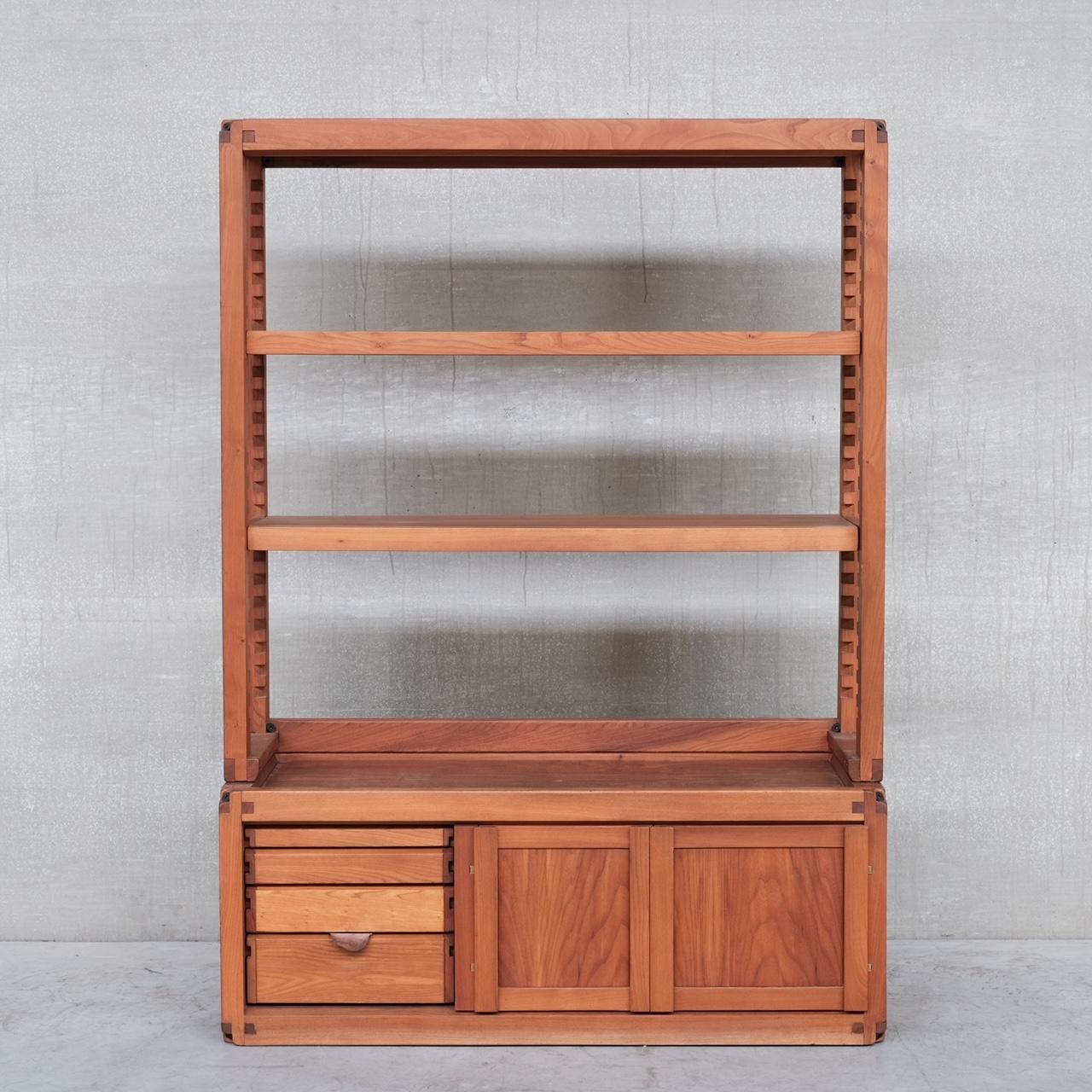 Pierre Chapo Mid-Century Elm Shelving Cabinet B10 In Good Condition For Sale In London, GB