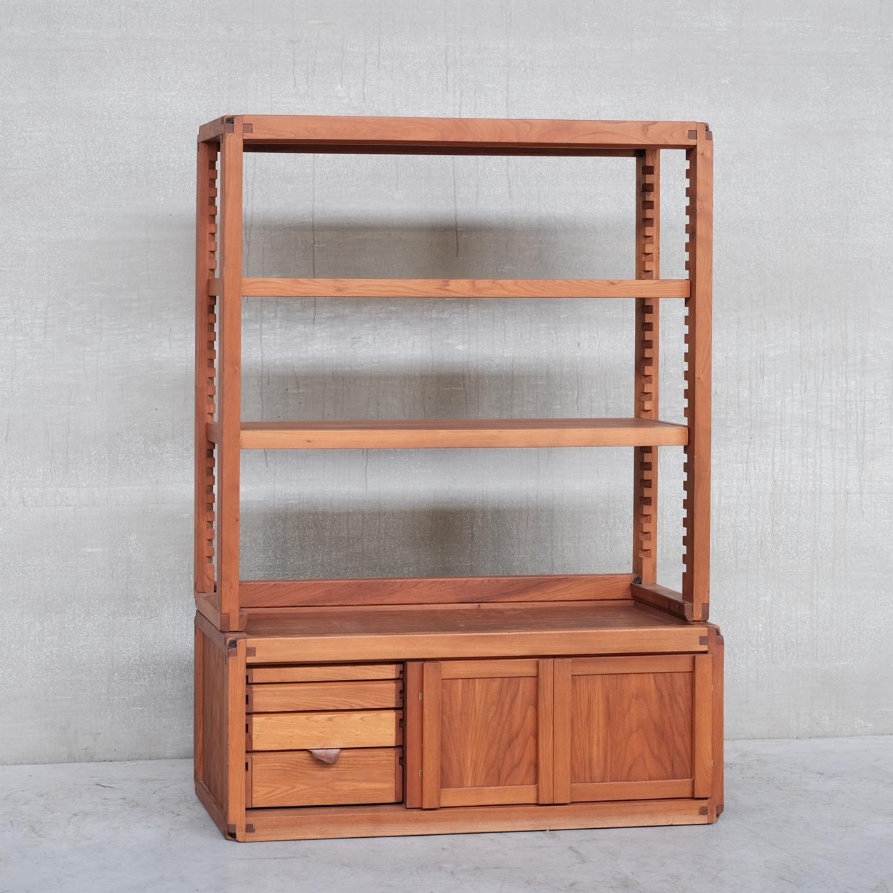Mid-20th Century Pierre Chapo Mid-Century Elm Shelving Cabinet B10 For Sale
