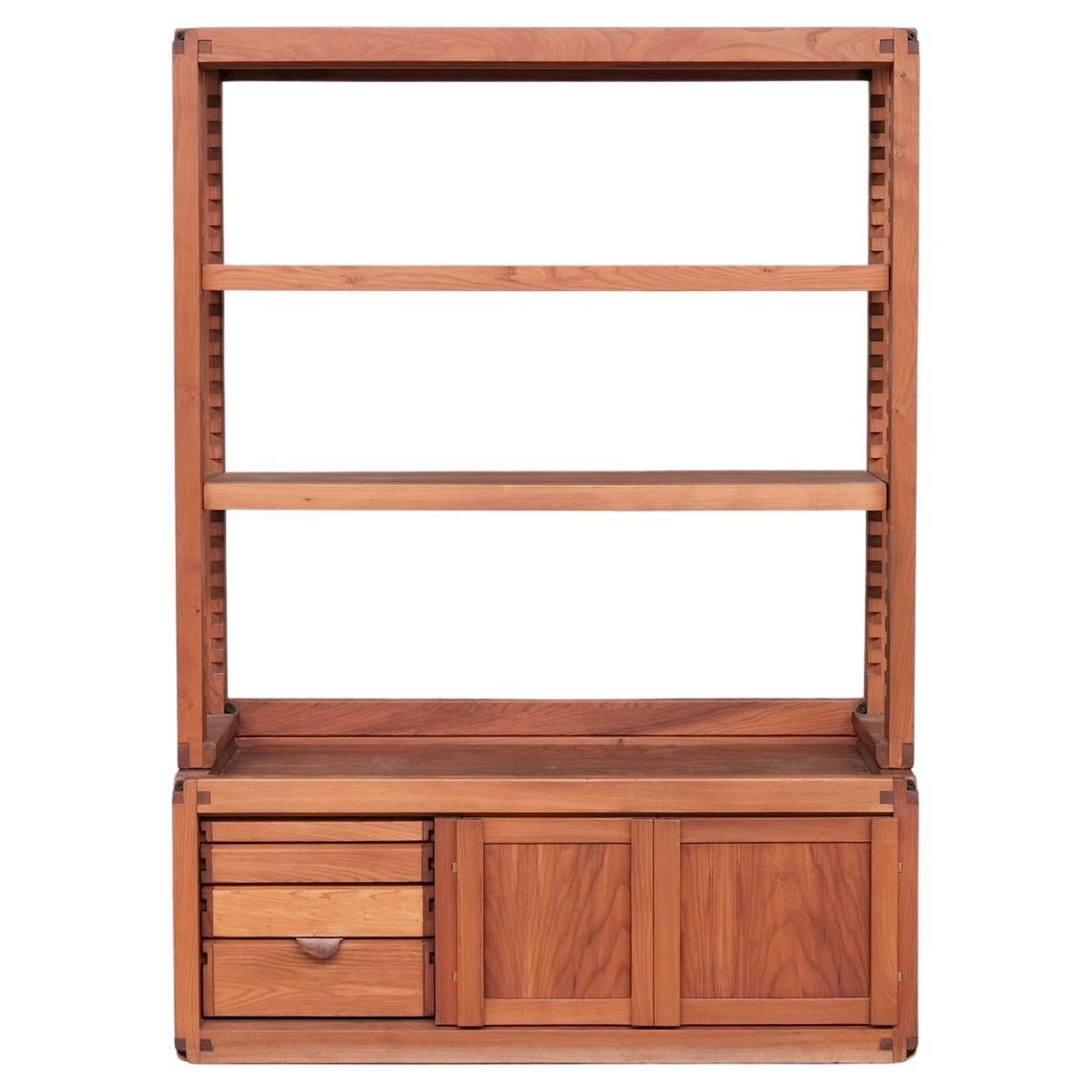 Pierre Chapo Mid-Century Elm Shelving Cabinet B10 For Sale
