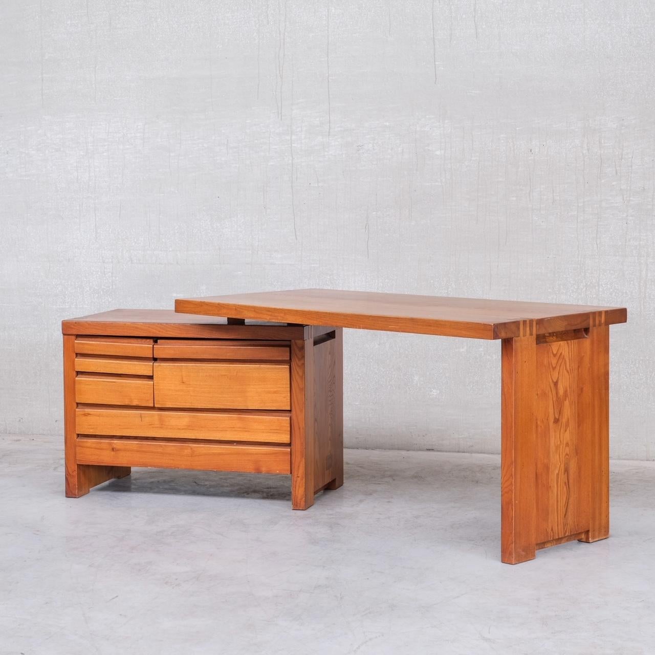 Pierre Chapo Mid-Century French Elm Desk B19 8