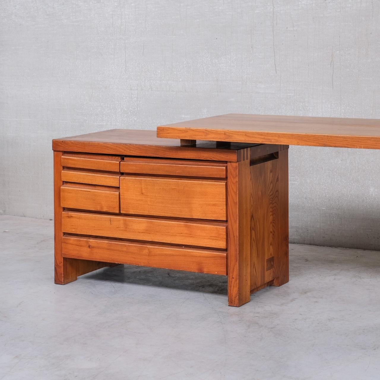Pierre Chapo Mid-Century French Elm Desk B19 In Good Condition In London, GB