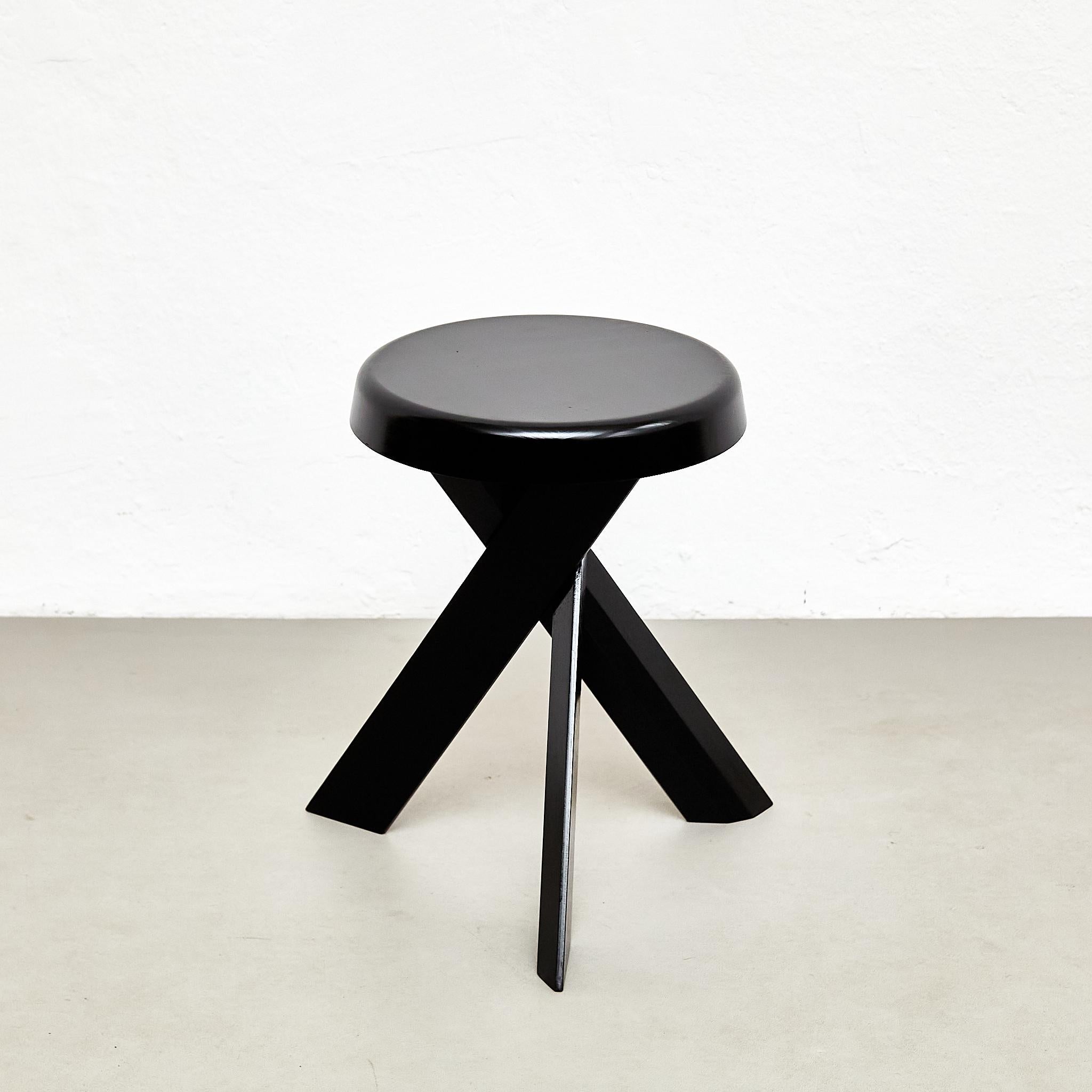 French Pierre Chapo Mid Century Modern Special Black Edition S31A Wood Stool For Sale