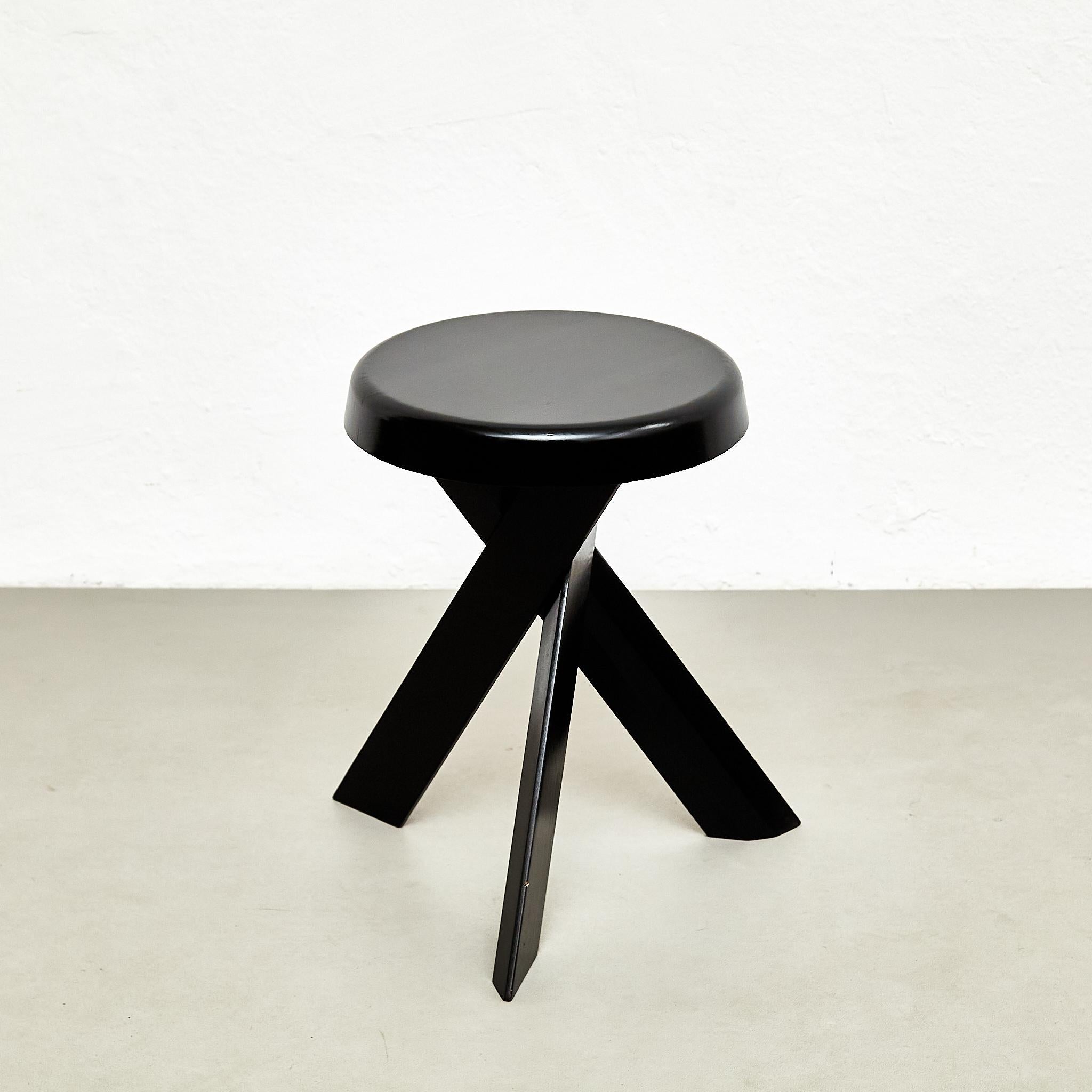 Pierre Chapo Mid Century Modern Special Black Edition S31A Wood Stool In Good Condition For Sale In Barcelona, Barcelona