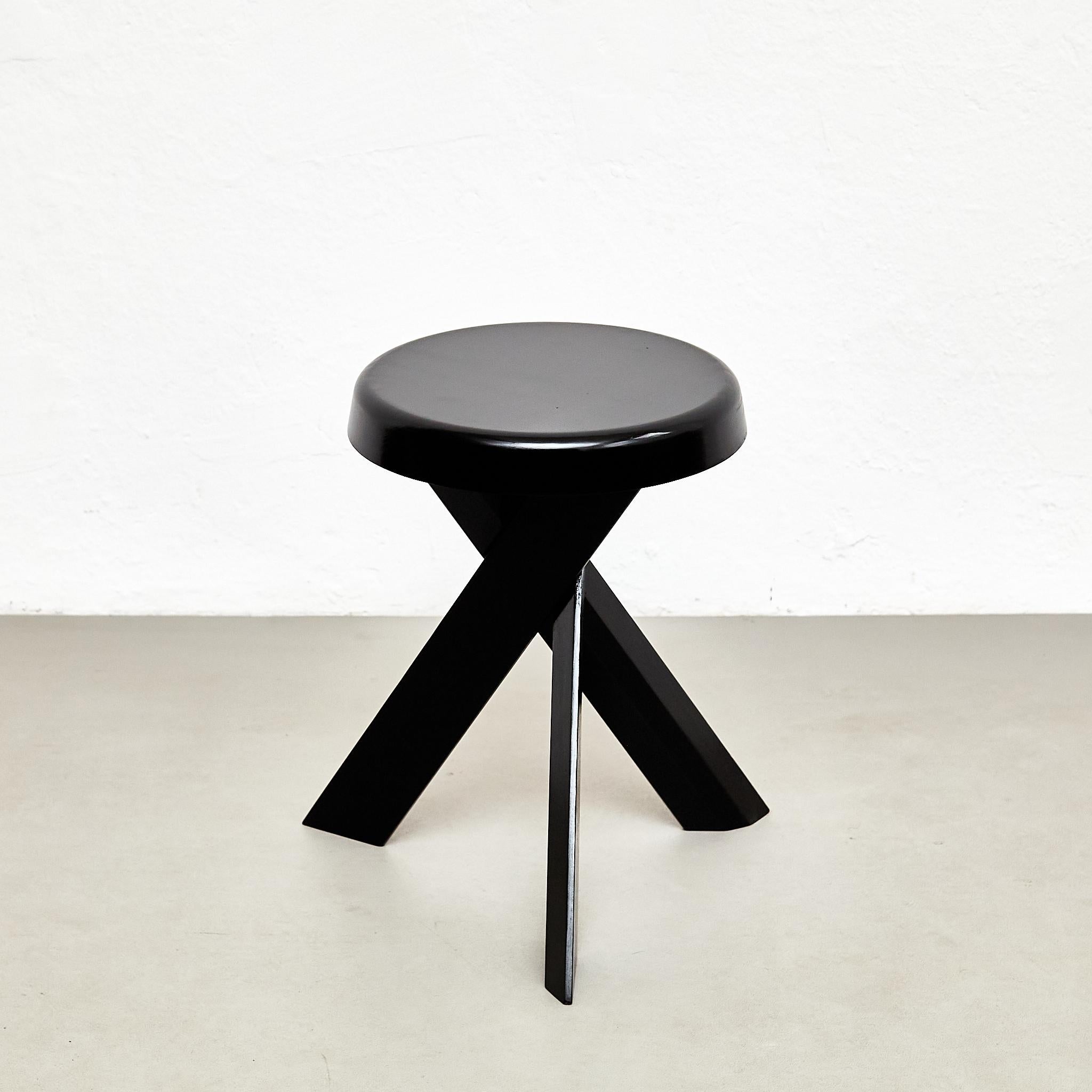 Contemporary Pierre Chapo Mid Century Modern Special Black Edition S31A Wood Stool For Sale