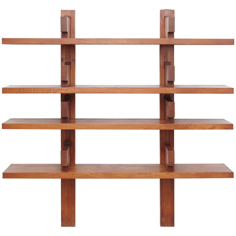 Pierre Chapo Mid Century Modern Wood Wall Mounted Book Shelves Circa 1960 For At 1stdibs - Wooden Book Shelves Wall Mounted