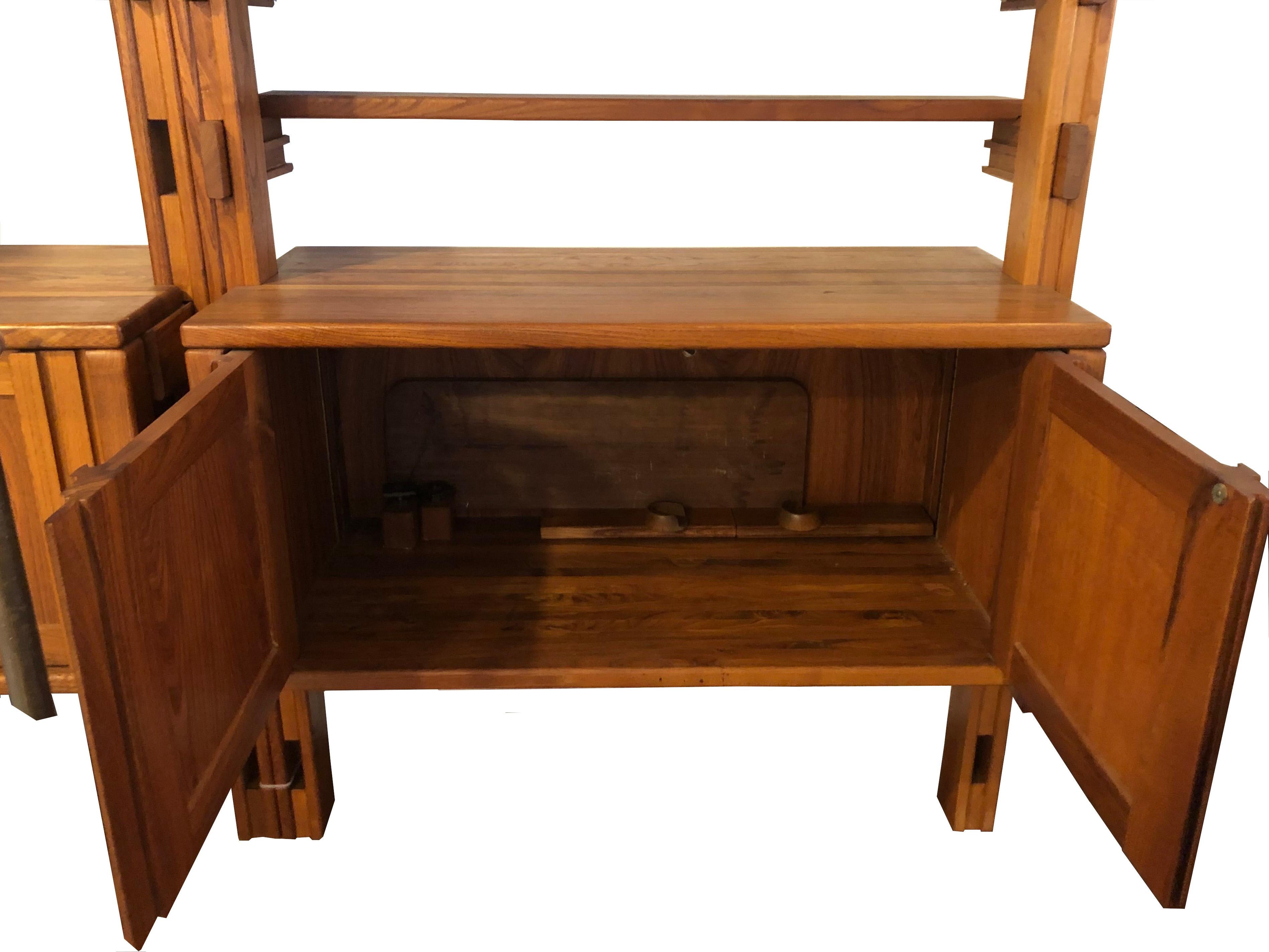 French Pierre Chapo Midcentury Solid Elm Librarys, 1960s