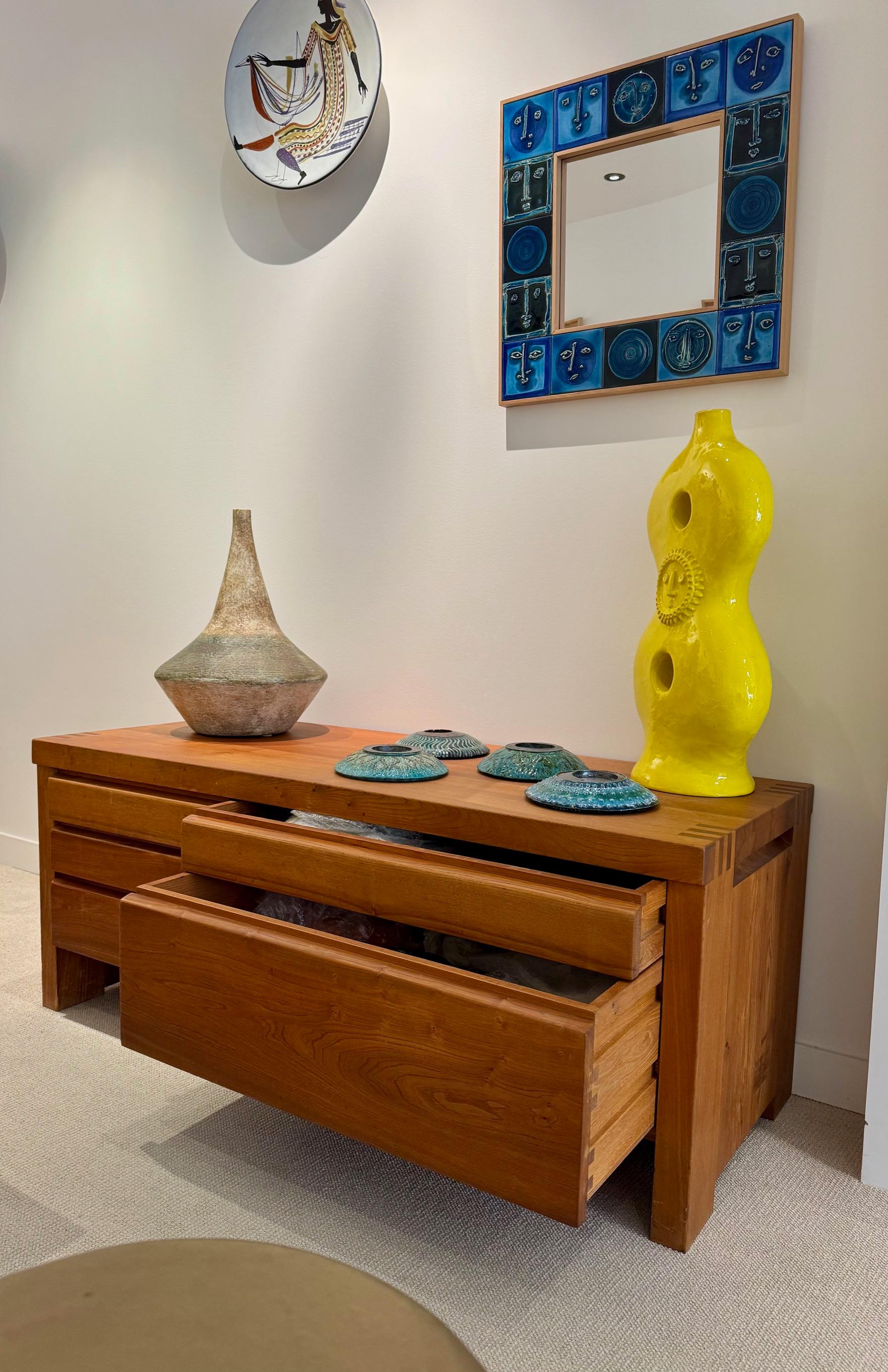 Pierre Chapo Midcentury Solid Elm Low Commode 1960's For Sale 1