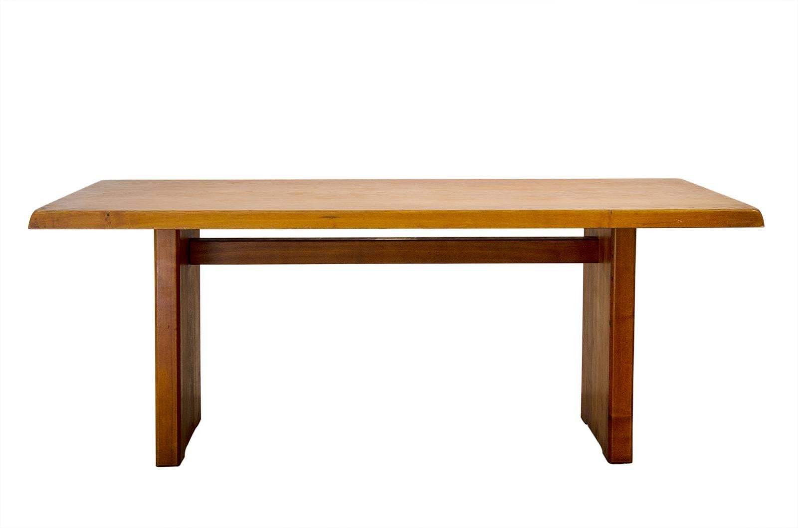 Woodwork Pierre Chapo Midcentury, solid elm table, 1960s, France
