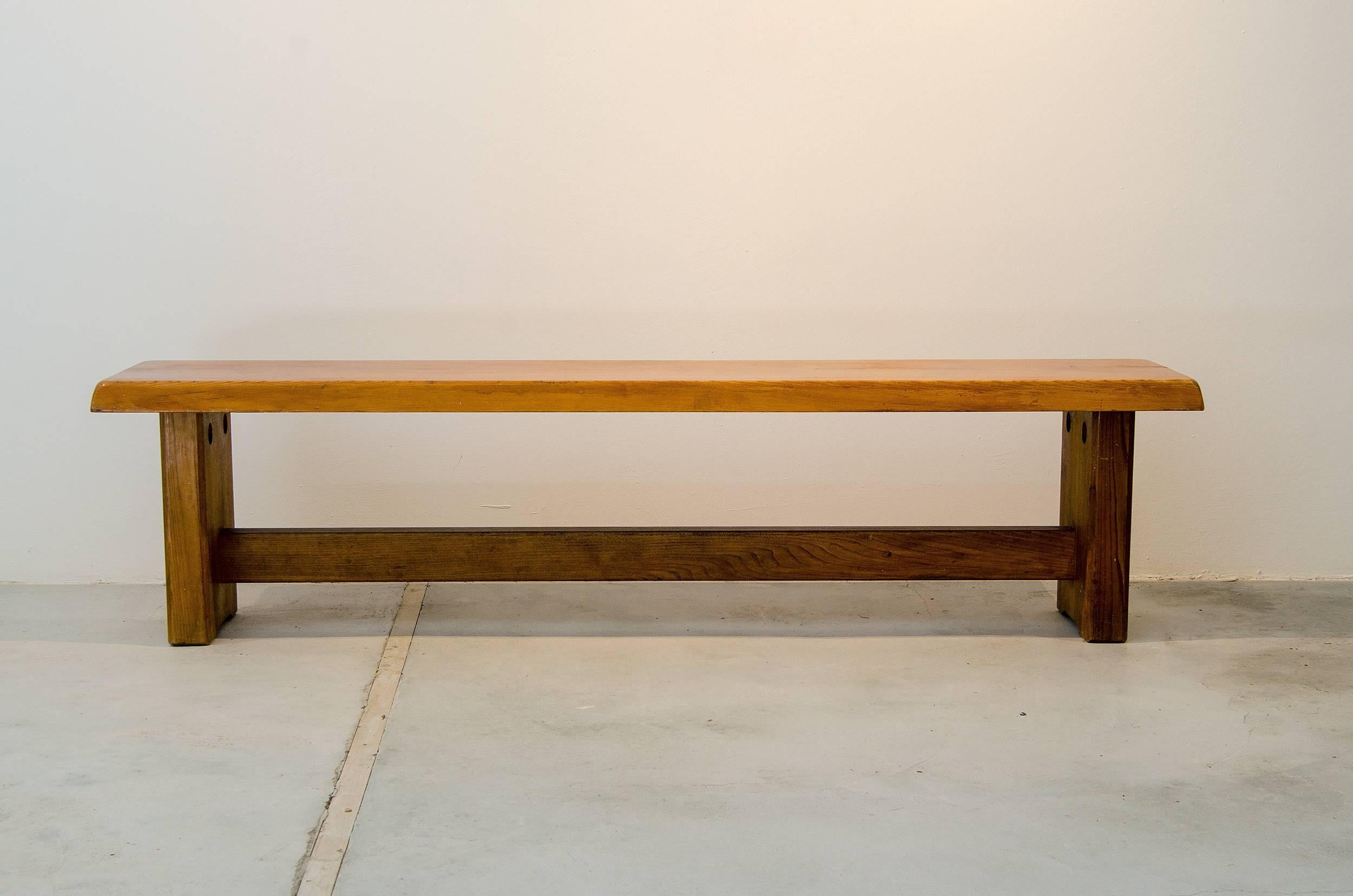Bench designed by Pierre Chapo. 
Made of solid elm. 
Place of origin: France
Date of manufacture: circa 1960.
 