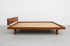 1960s Pierre Chapo Godot Model L01 Double Bed in Elm Wood with Headboard