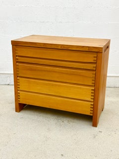 Pierre Chapo Model R09A Chest of drawers with five drawers. Solid Elm wood 1965.