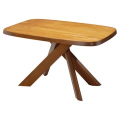Pierre Chapo Modelo "T35A" Mesa de comedor de olmo macizo, Francia Años 70