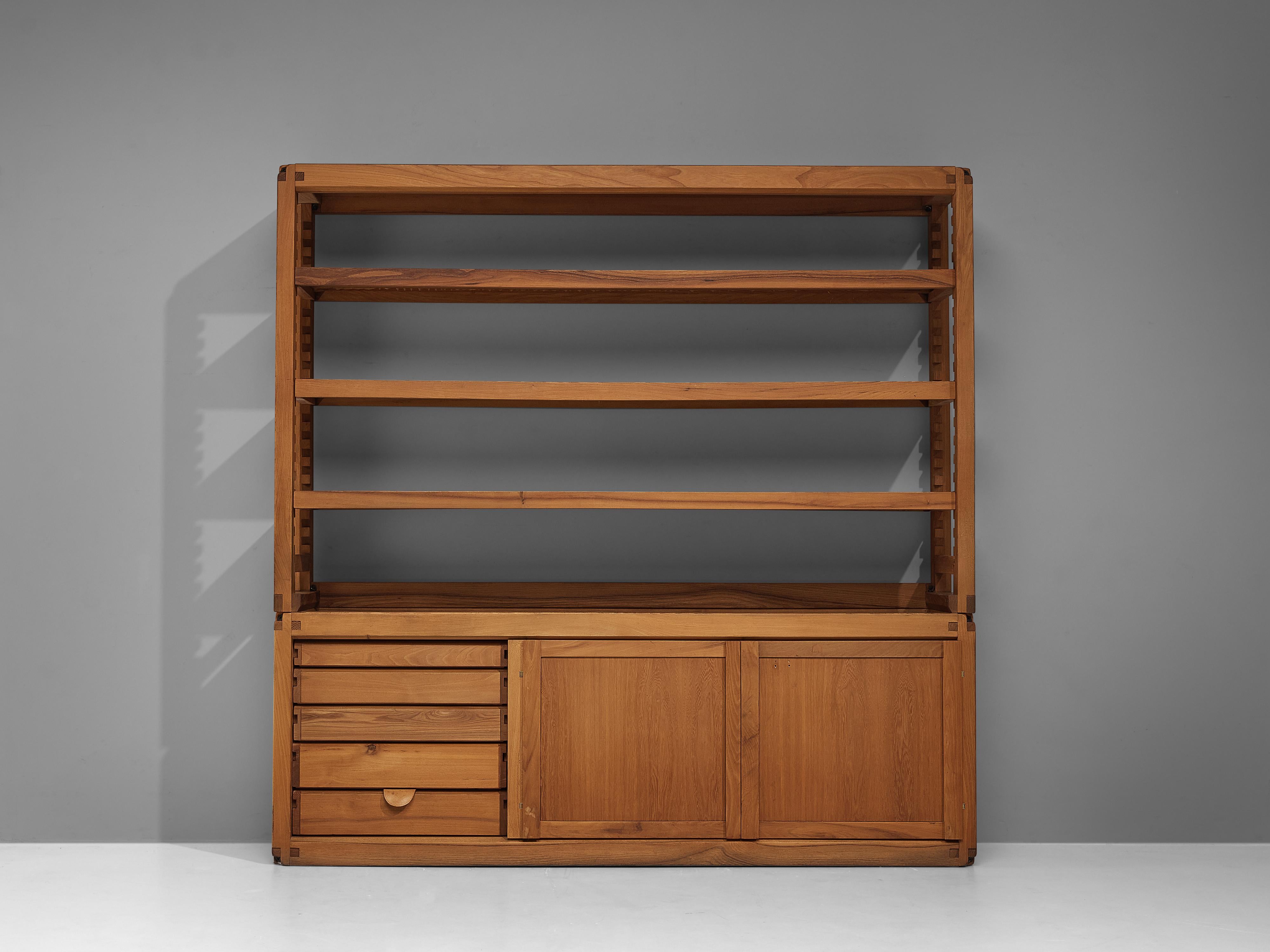 Mid-20th Century Pierre Chapo Pair of Bookcases or Room Divider Model 'B10' in Solid Elm
