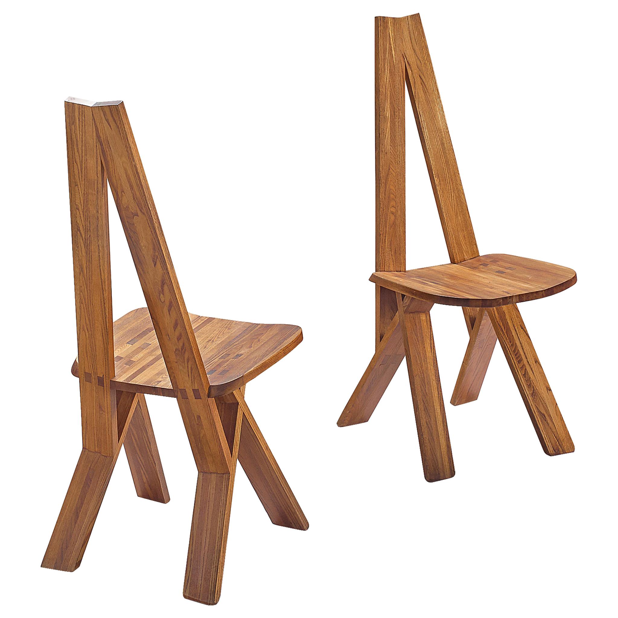 Pierre Chapo Pair of 'Chlacc' Side Chairs Model S45