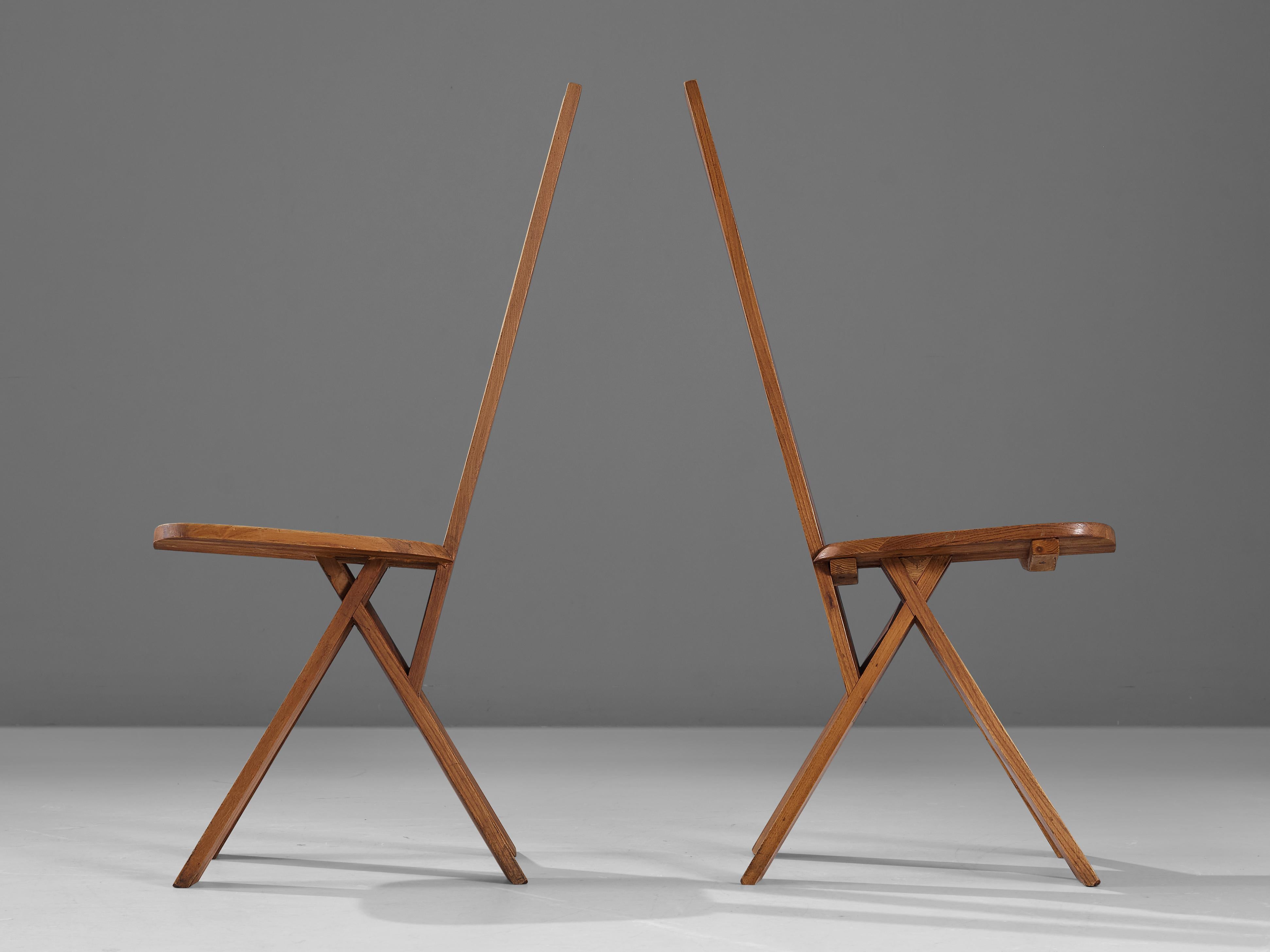 Late 20th Century Pierre Chapo Pair of 'Chlacc' Side Chairs Model S45 in Elm