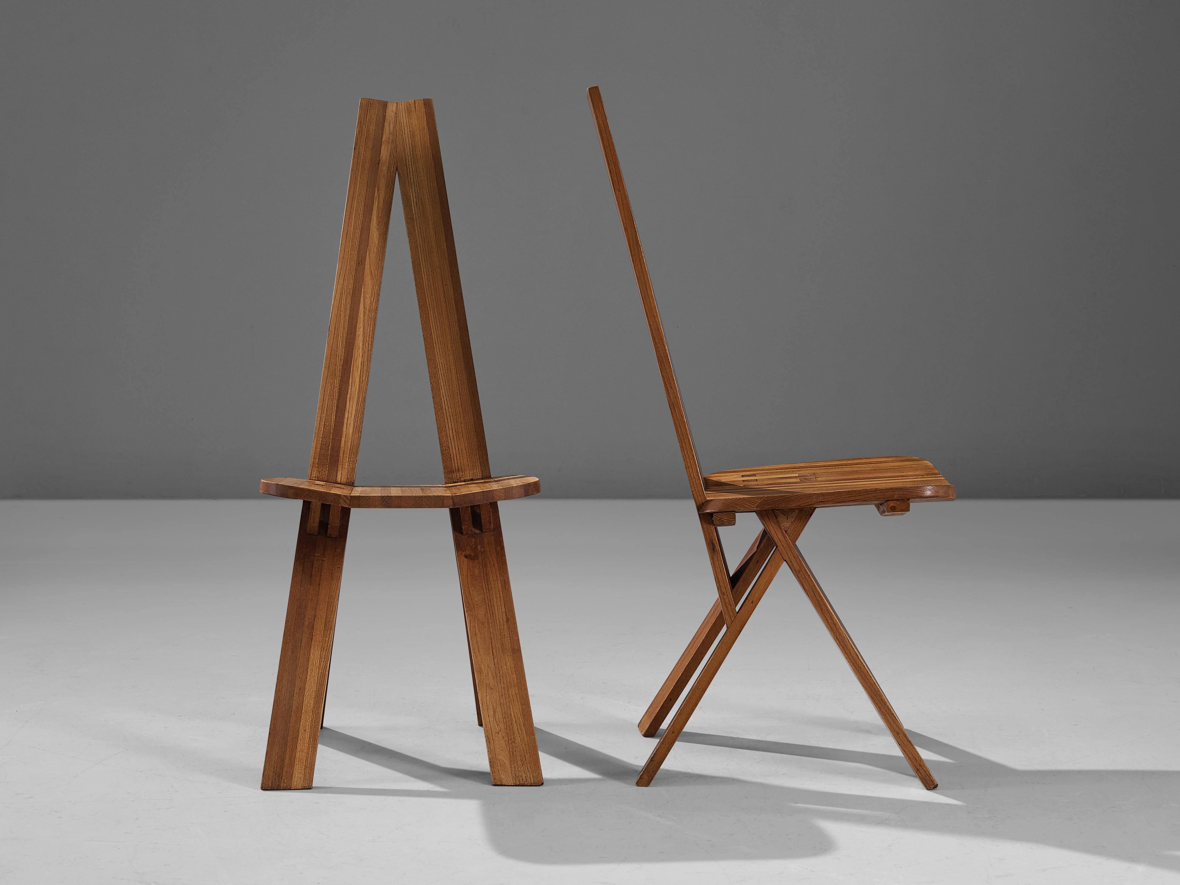 Pierre Chapo Pair of 'Chlacc' Side Chairs Model S45 in Elm 3