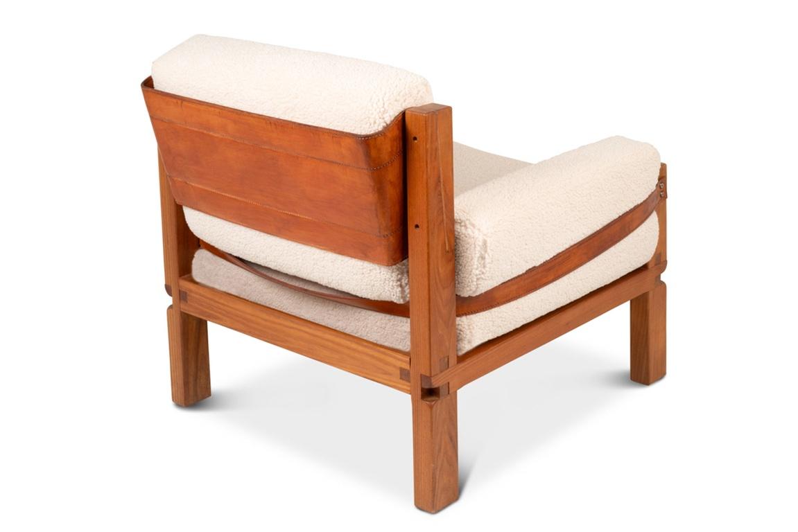 Late 20th Century Pierre Chapo. Pair of elm armchairs. 1970s. For Sale