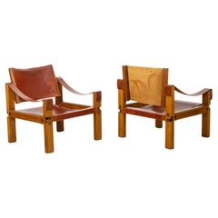 Pierre Chapo. Pair of S10X model armchairs in elm. Circa 1970.