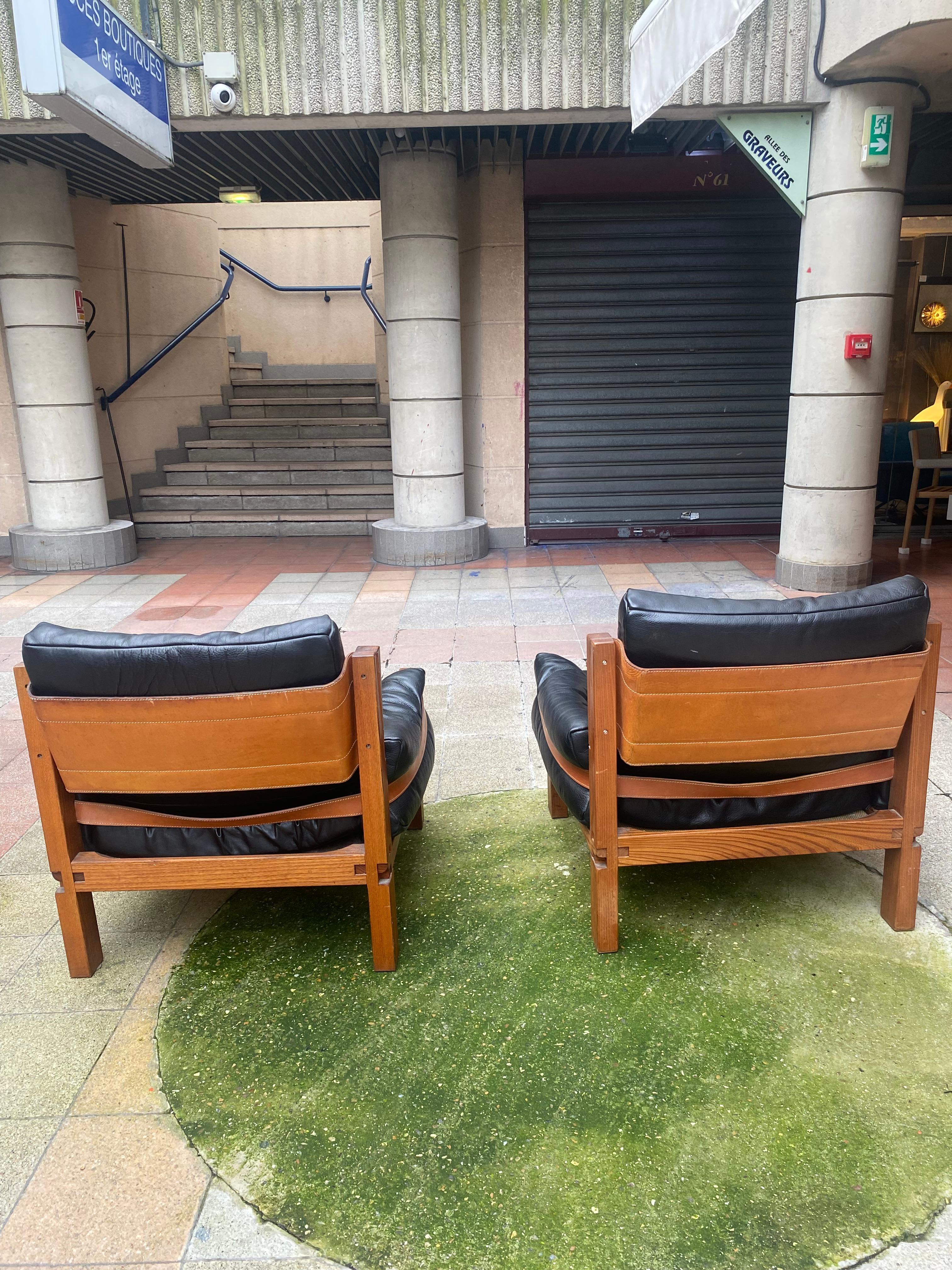 Pierre Chapo Pair of S15 armchairs - Circa 1978 In Good Condition In Saint ouen, FR