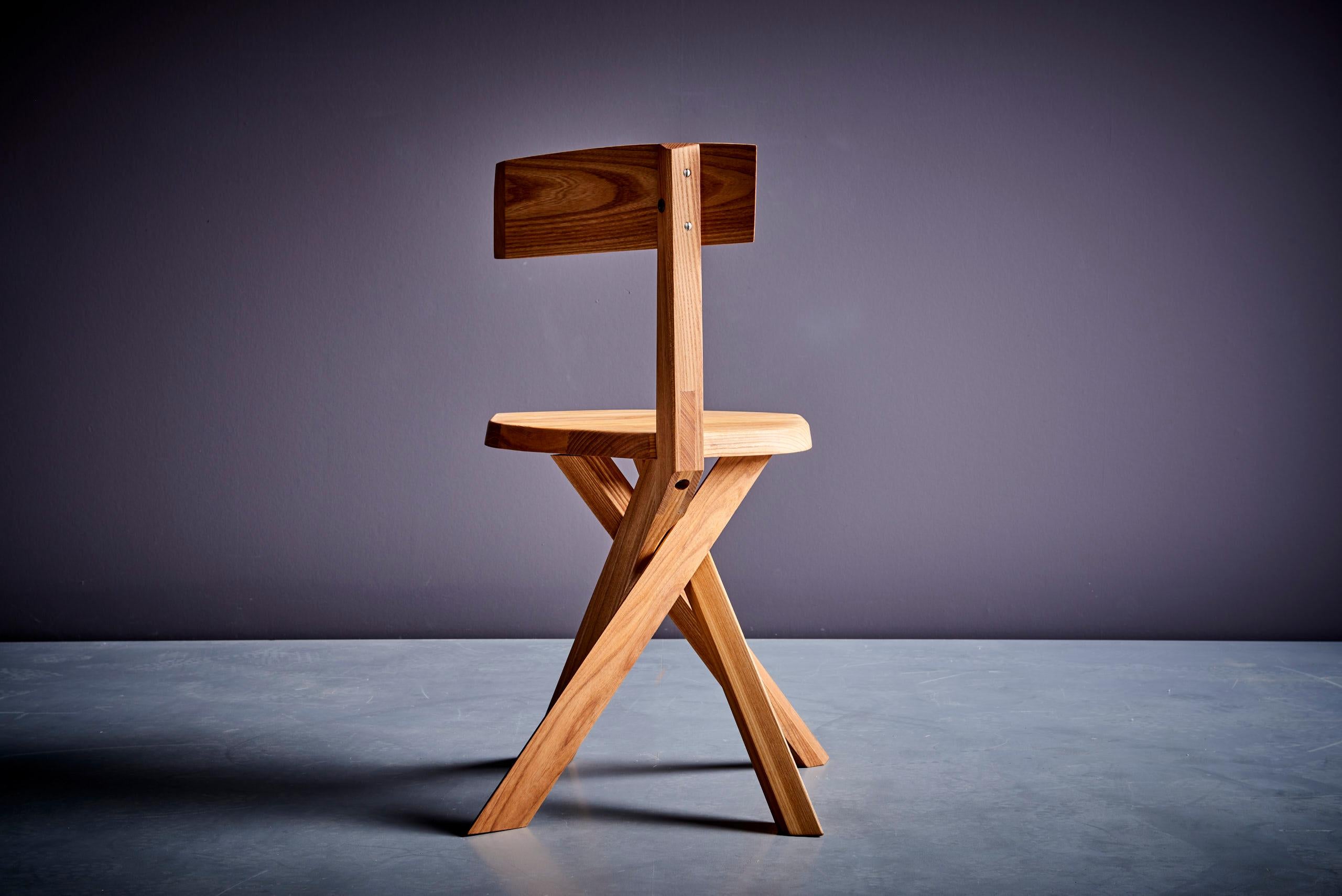 Paire de chaises S34A en bois d'orme Pierre Chapo, France, 2024 en vente 4