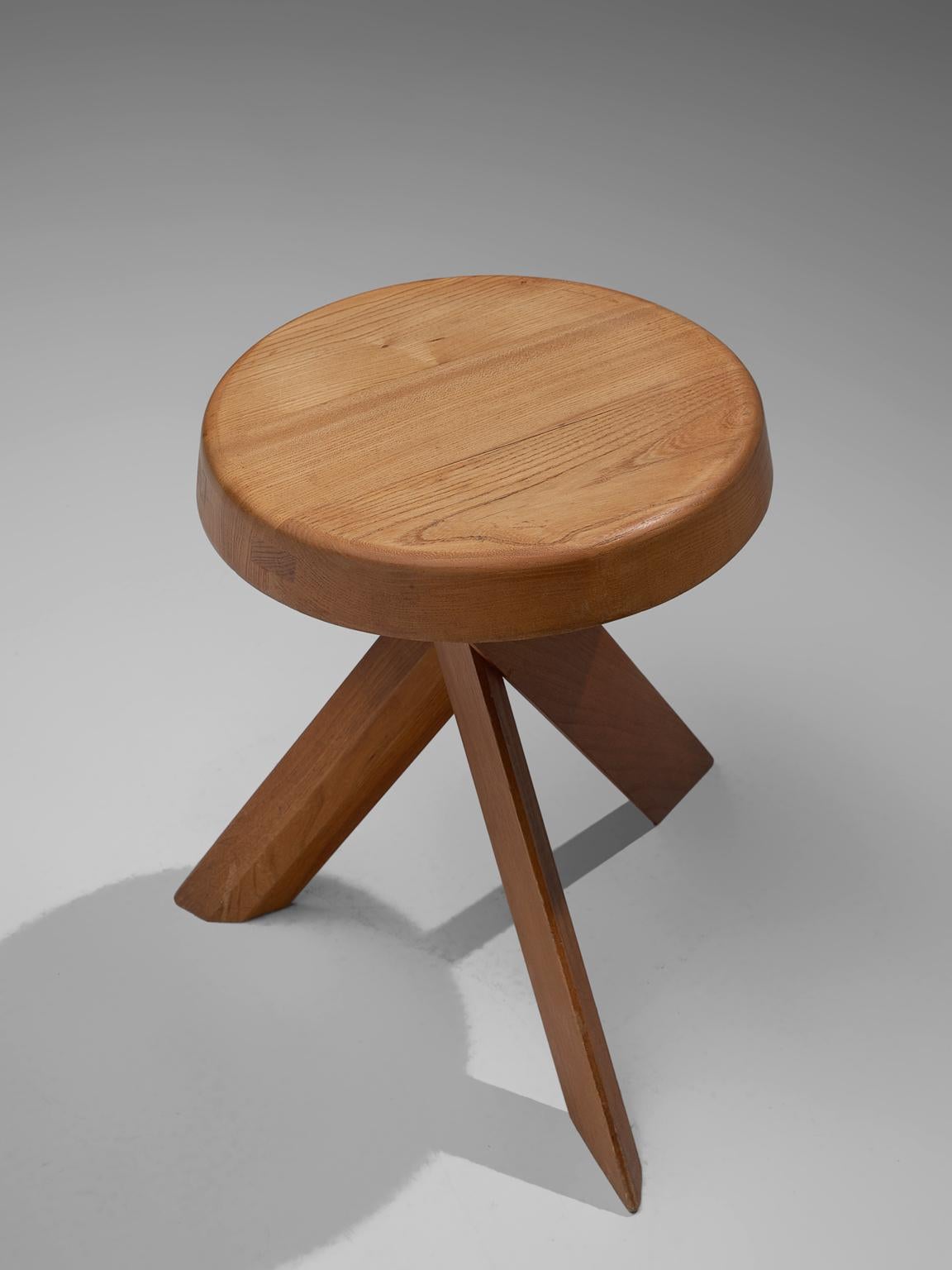 French Pierre Chapo Pair of Stools in Solid Elm