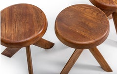 Pierre Chapo, pair of stools, model "S31A" solid elm