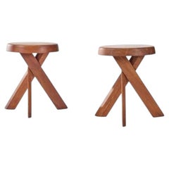 Pierre Chapo, pair of stools, model "S31A" solid elm