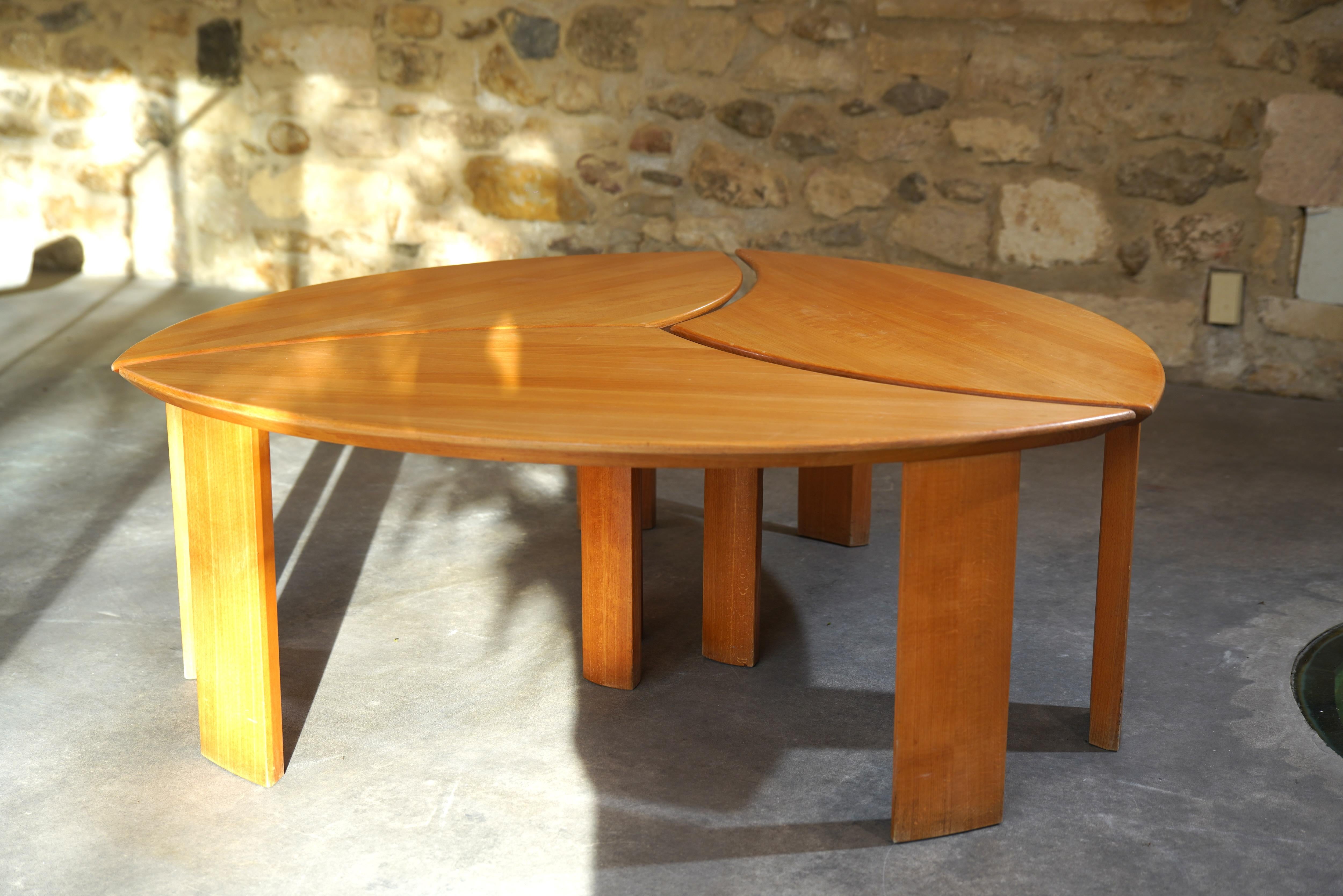 Mid-Century Modern Pierre Chapo 'Petal' Coffee Table in Elm Wood for Seltz, France circa 1978
