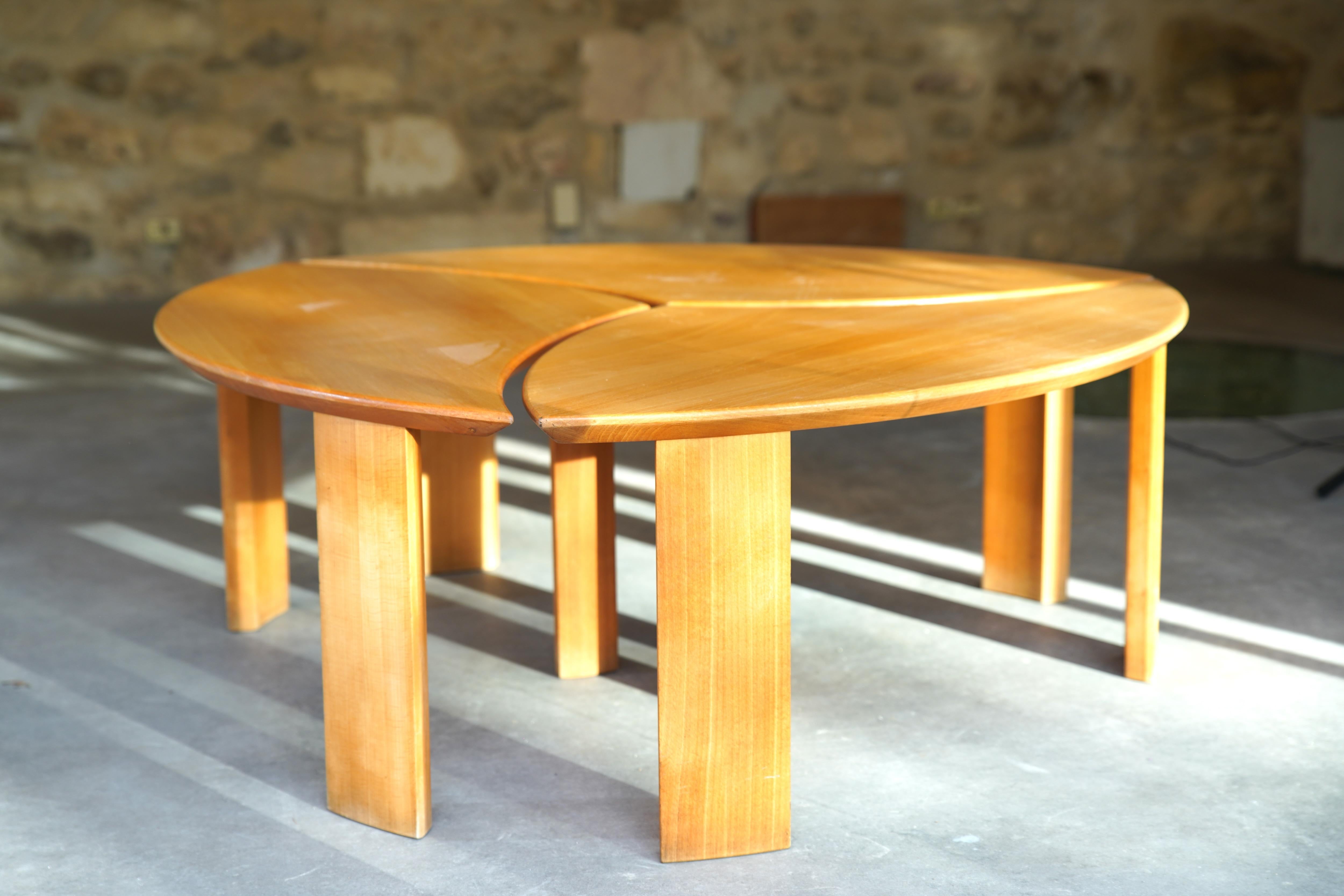 French Pierre Chapo 'Petal' Coffee Table in Elm Wood for Seltz, France circa 1978 For Sale