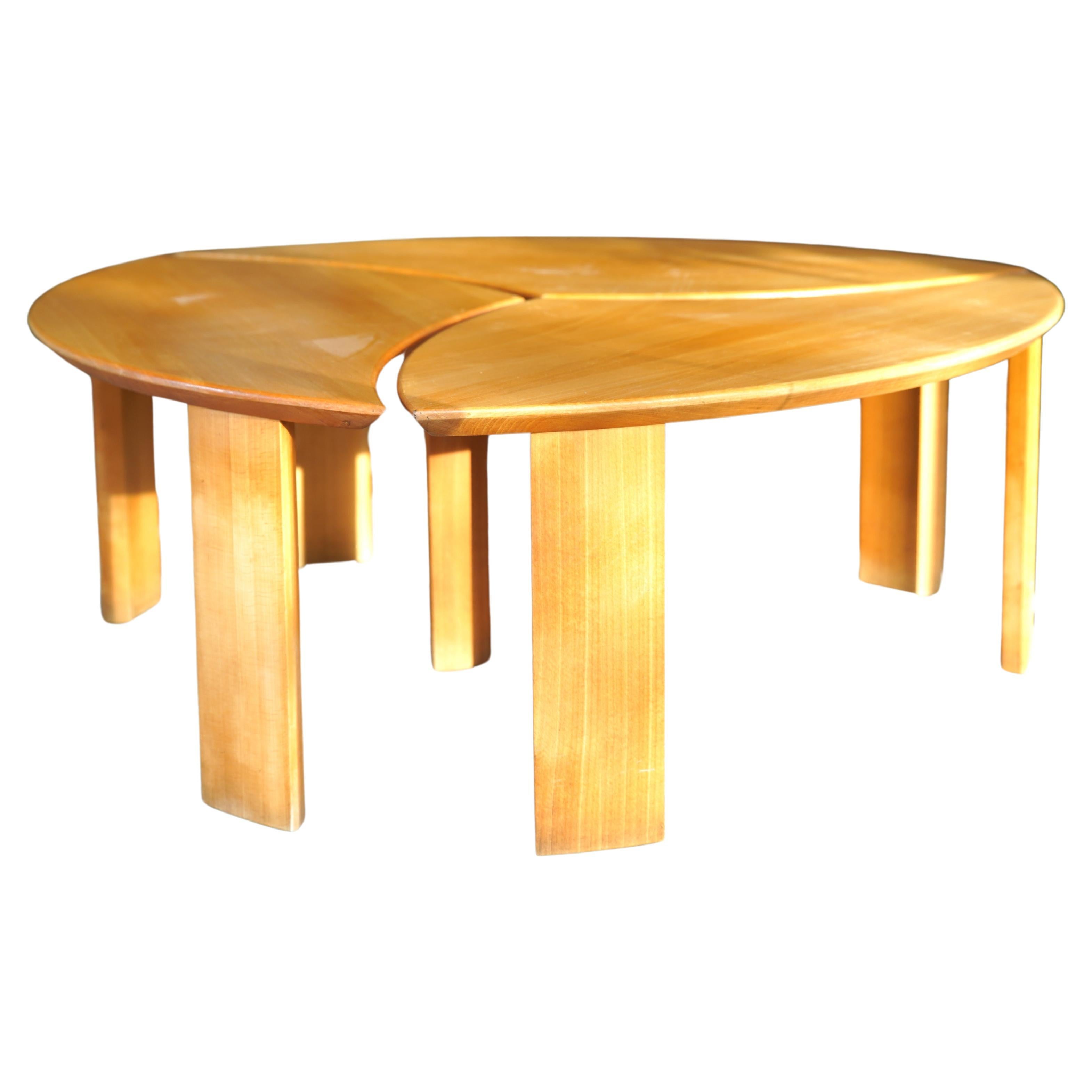 Pierre Chapo 'Petal' Coffee Table in Elm Wood for Seltz, France circa 1978