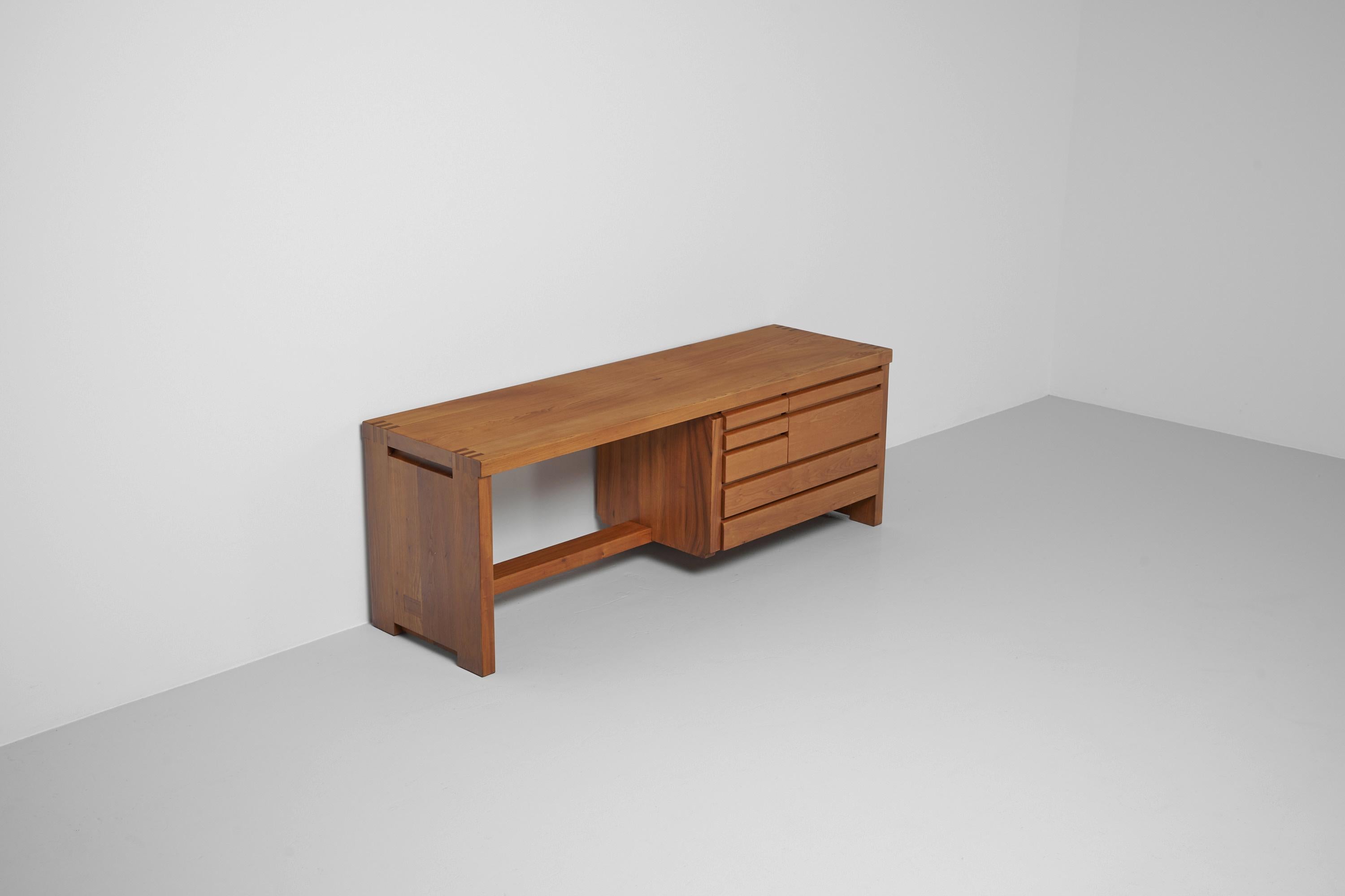 Leather Pierre Chapo R05 Dressing Table with Stool, France, 1960