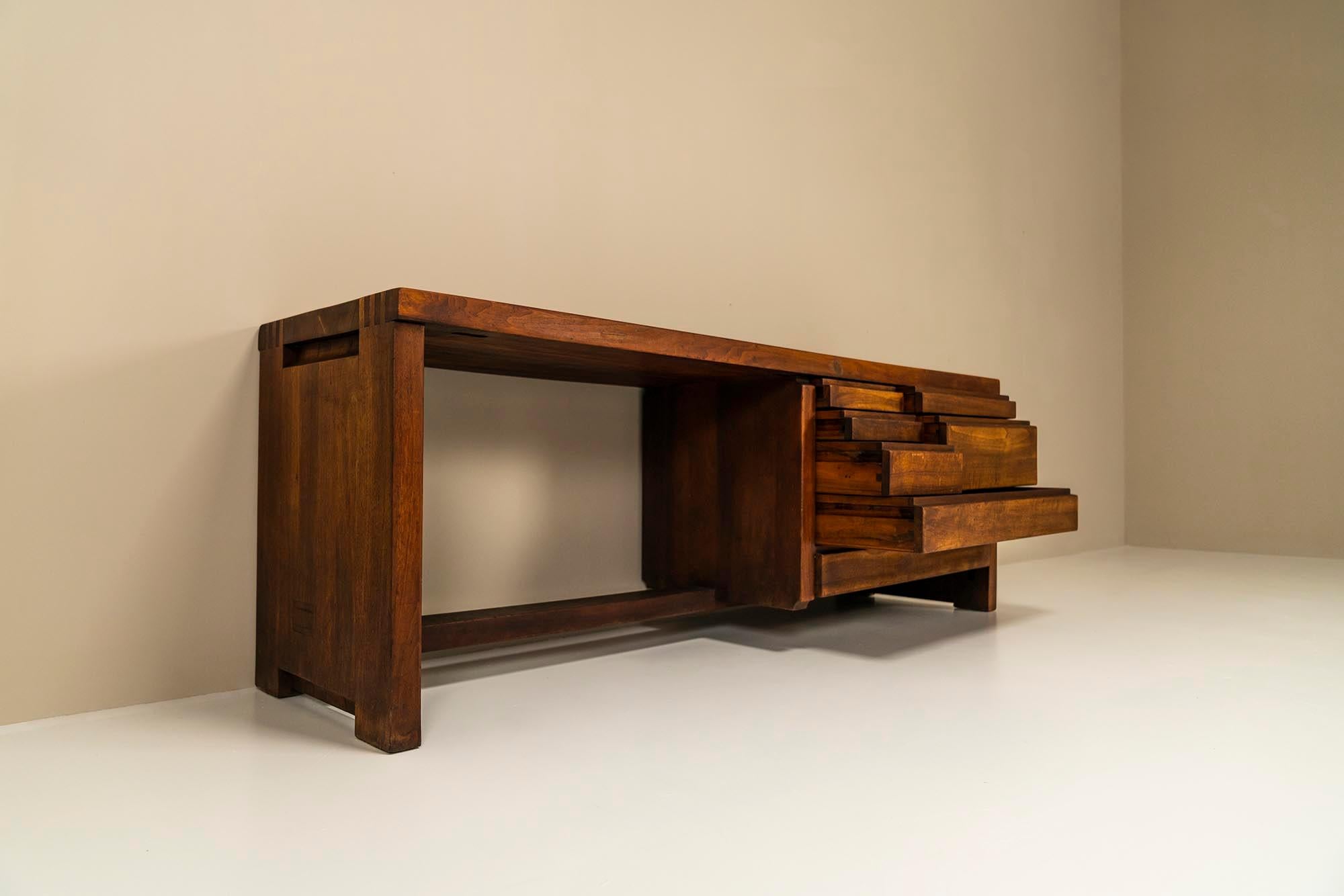 French Pierre Chapo 'R05' Dressing Table in Walnut, France 1960s For Sale