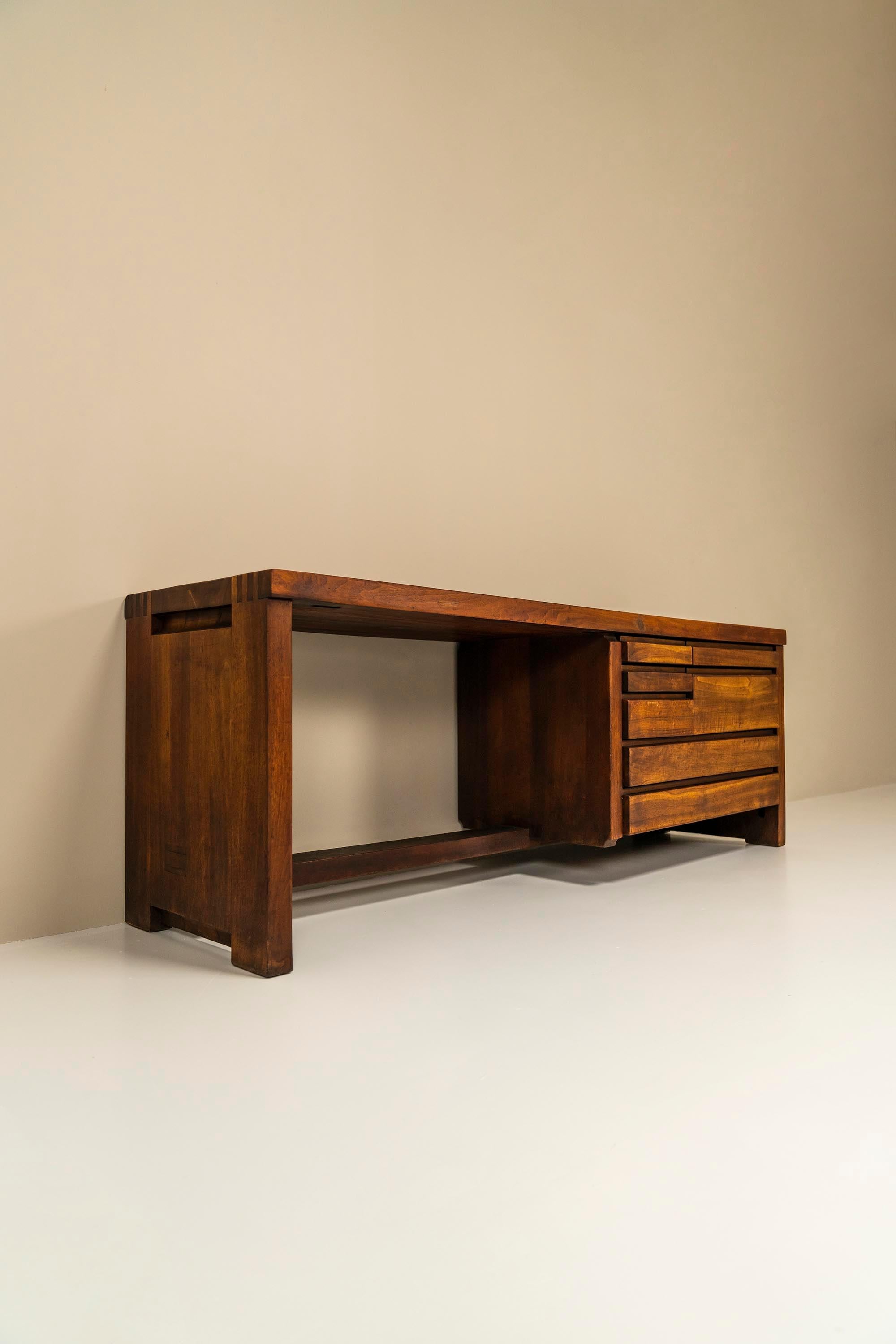 Mid-20th Century Pierre Chapo 'R05' Dressing Table in Walnut, France 1960s For Sale
