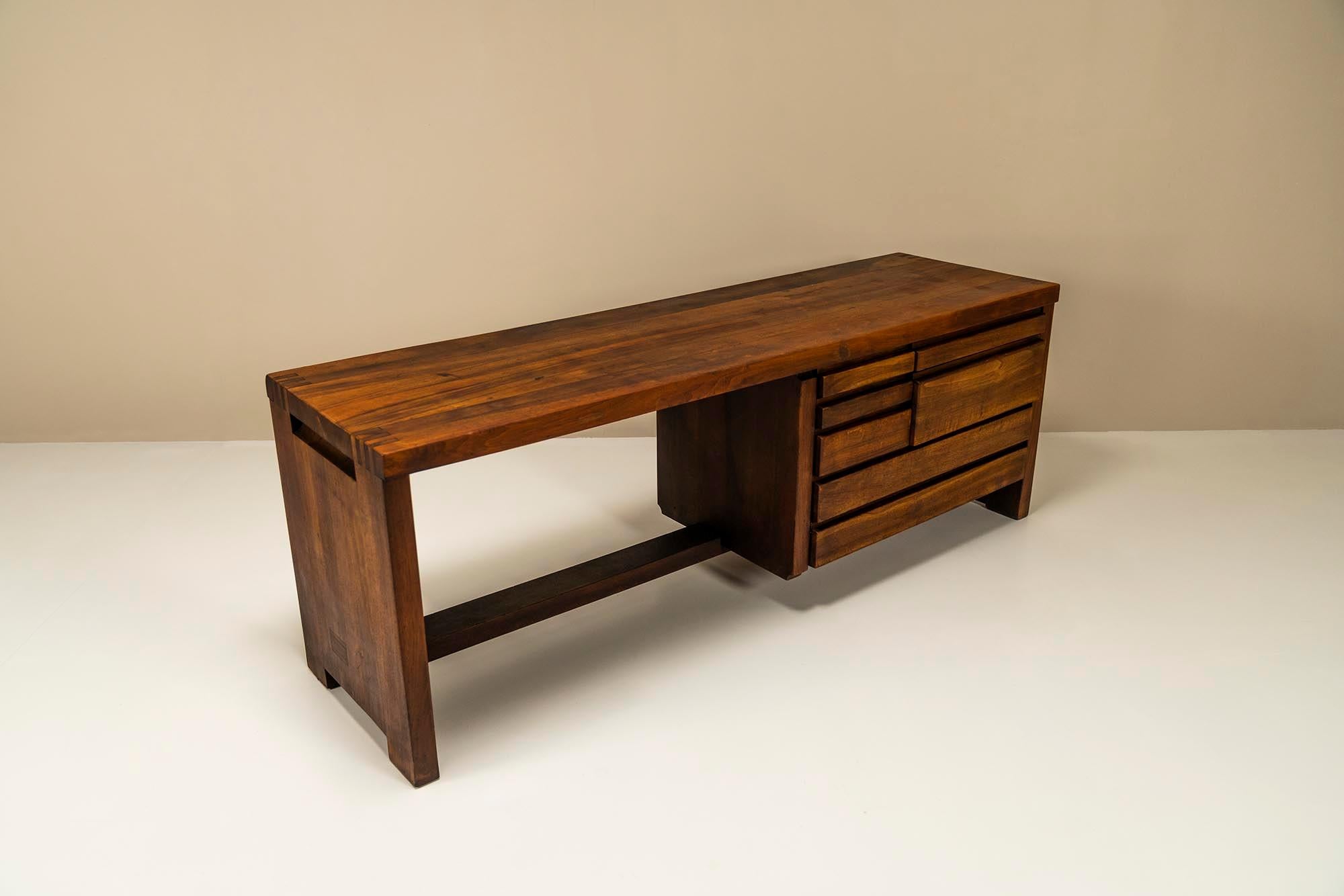 Pierre Chapo 'R05' Dressing Table in Walnut, France 1960s For Sale 1