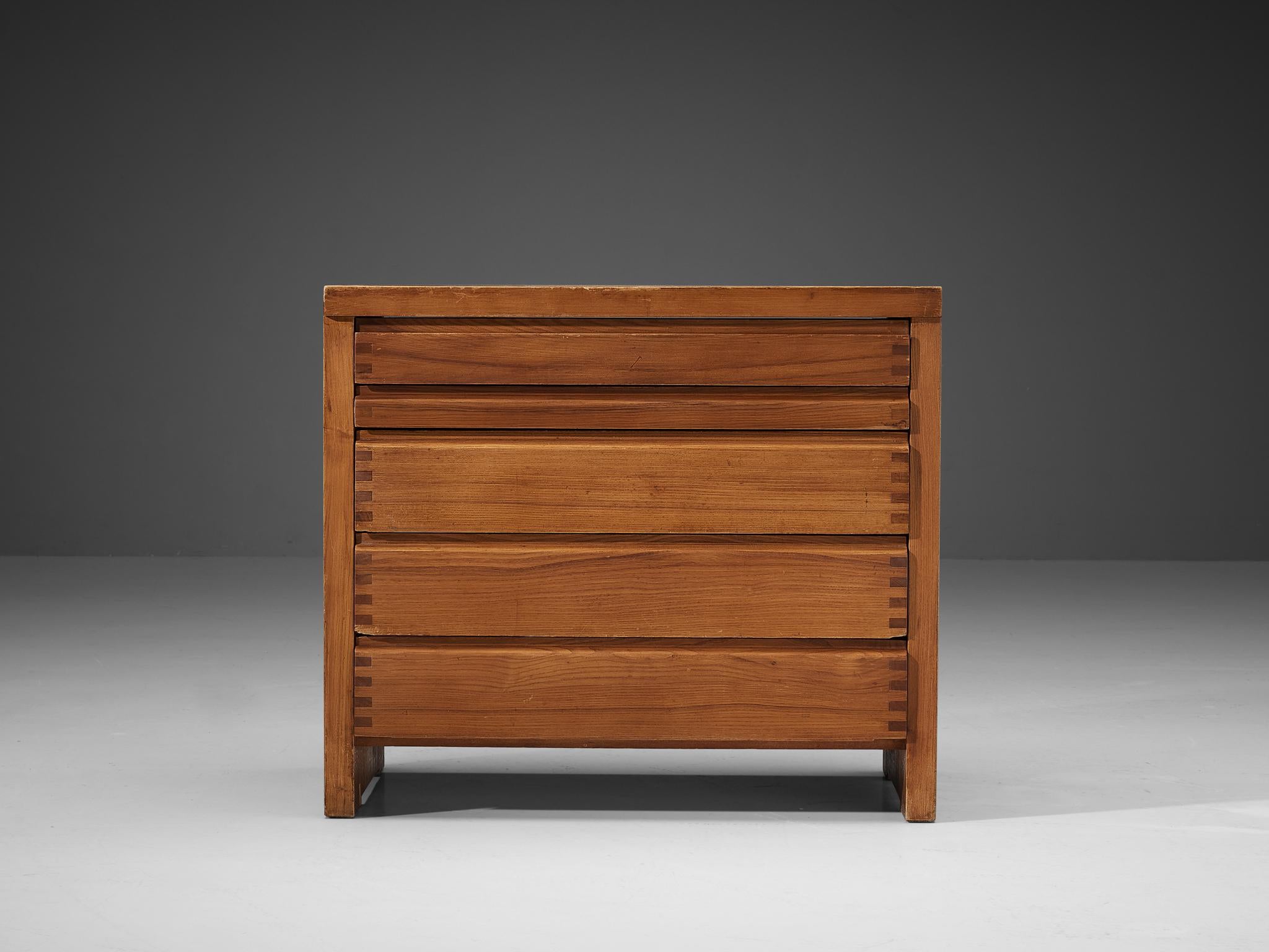 Pierre Chapo Commode with Five Drawers in Solid Elm 1