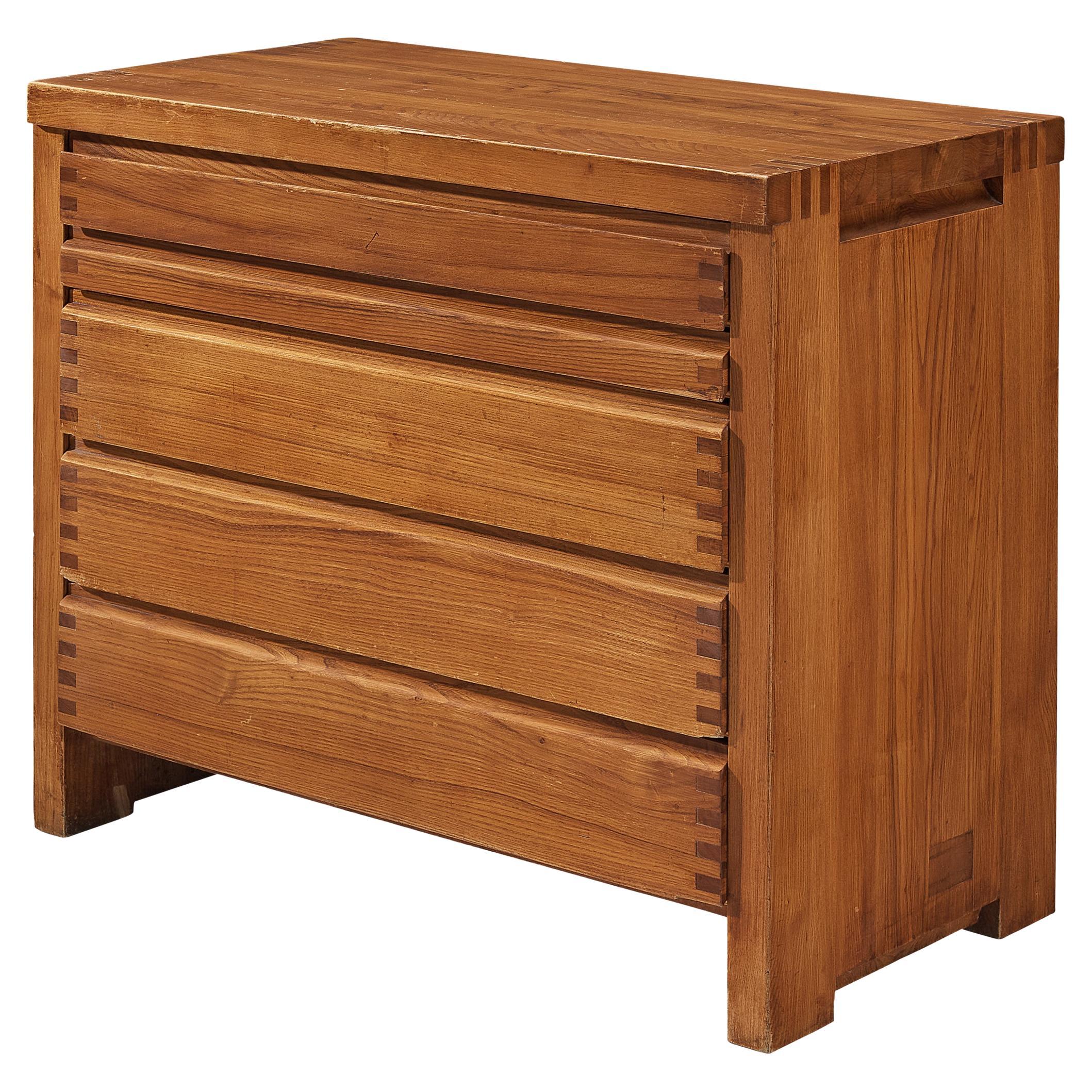 Pierre Chapo Commode with Five Drawers in Solid Elm