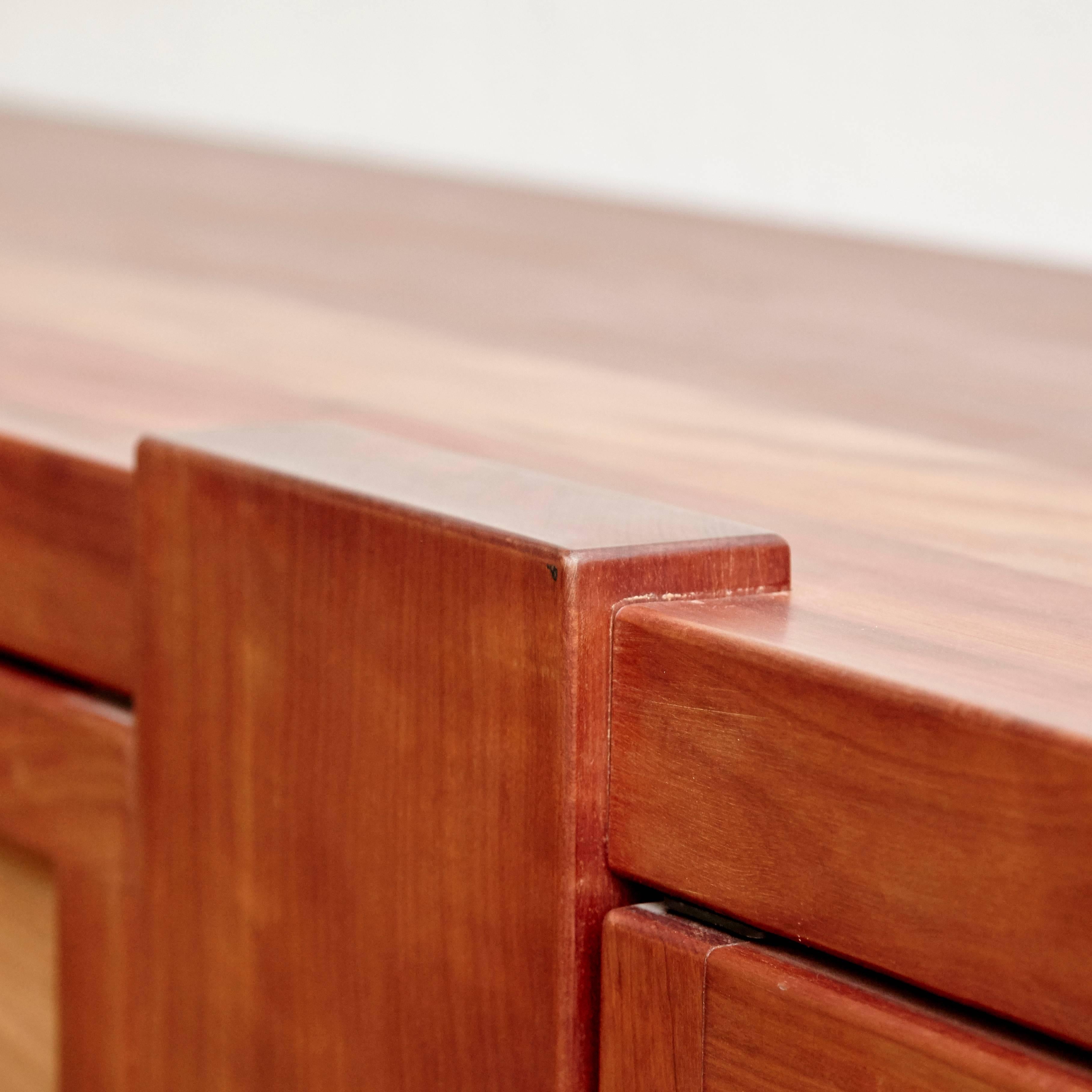 Pierre Chapo R16A Formalist Mid-Century Modern Wood Brutalist Cabinet 1