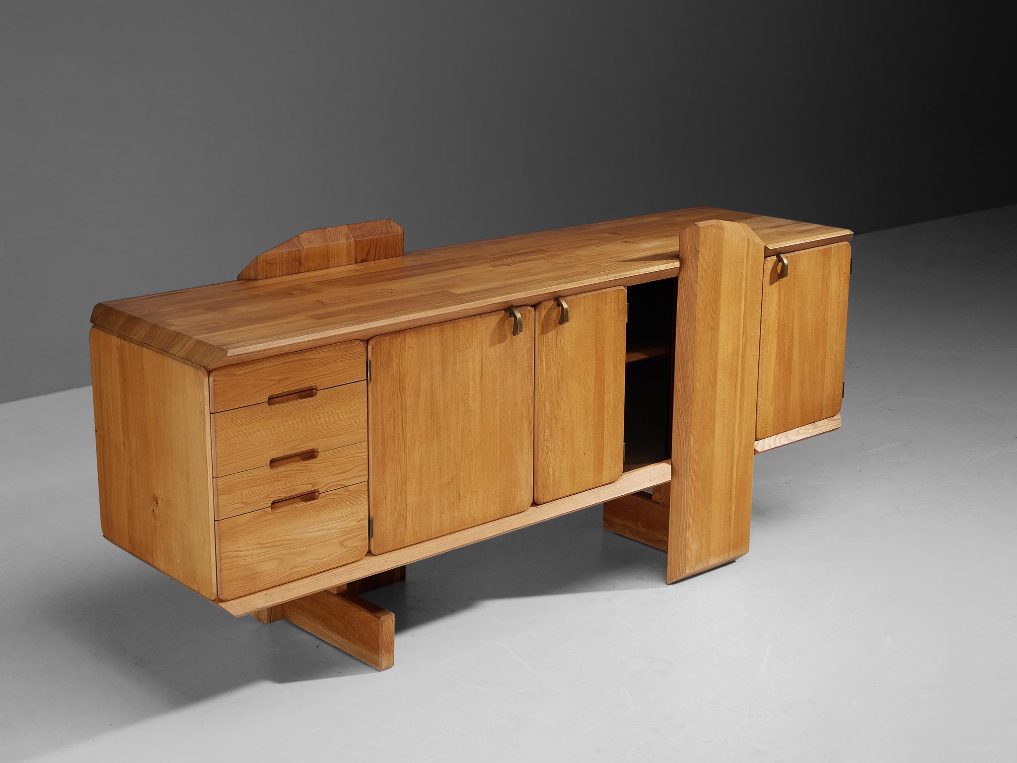 French Early Pierre Chapo 'R28' Sideboard in Solid Elm