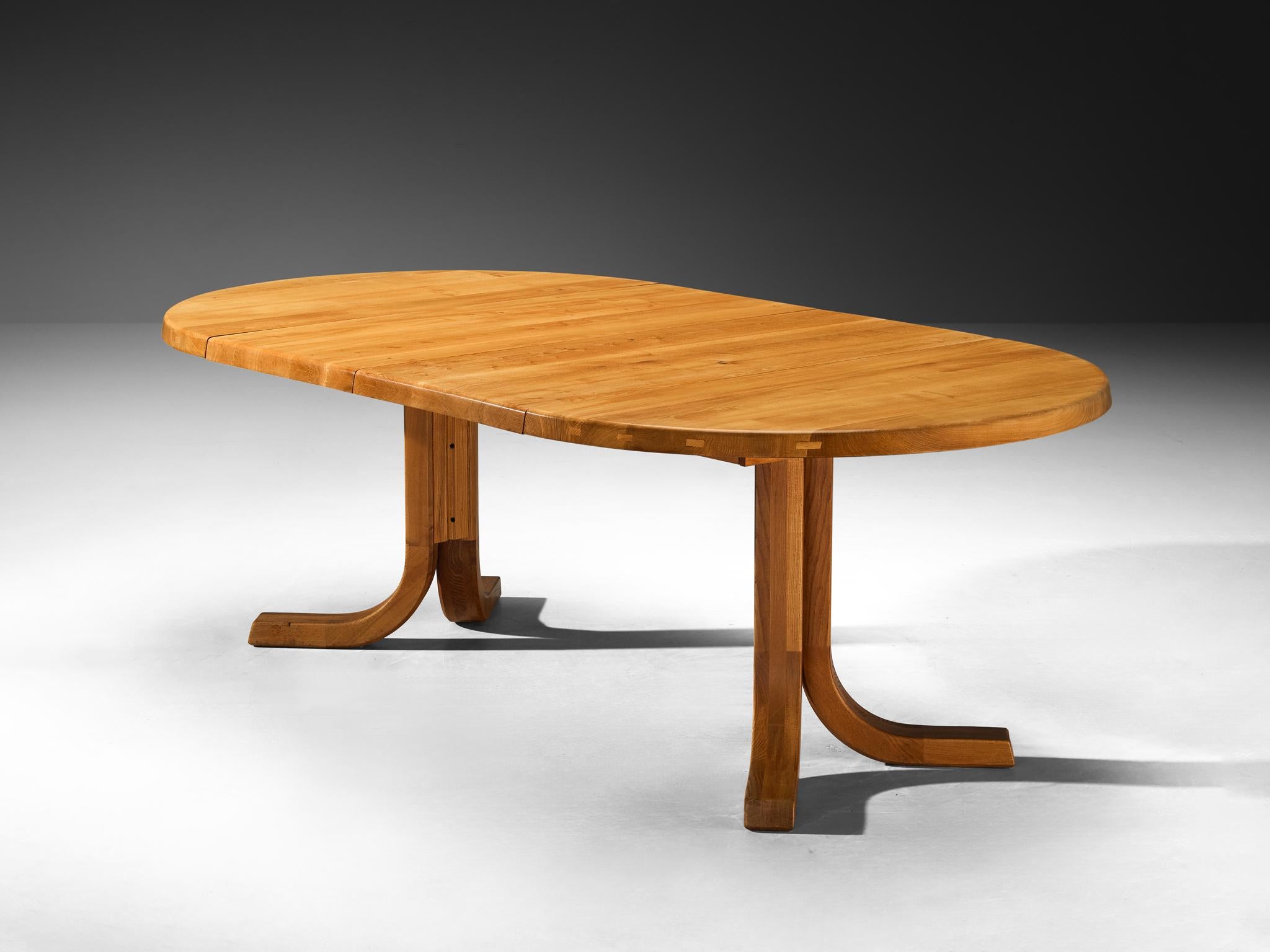 Pierre Chapo Round Table in Solid Elm In Good Condition In Waalwijk, NL