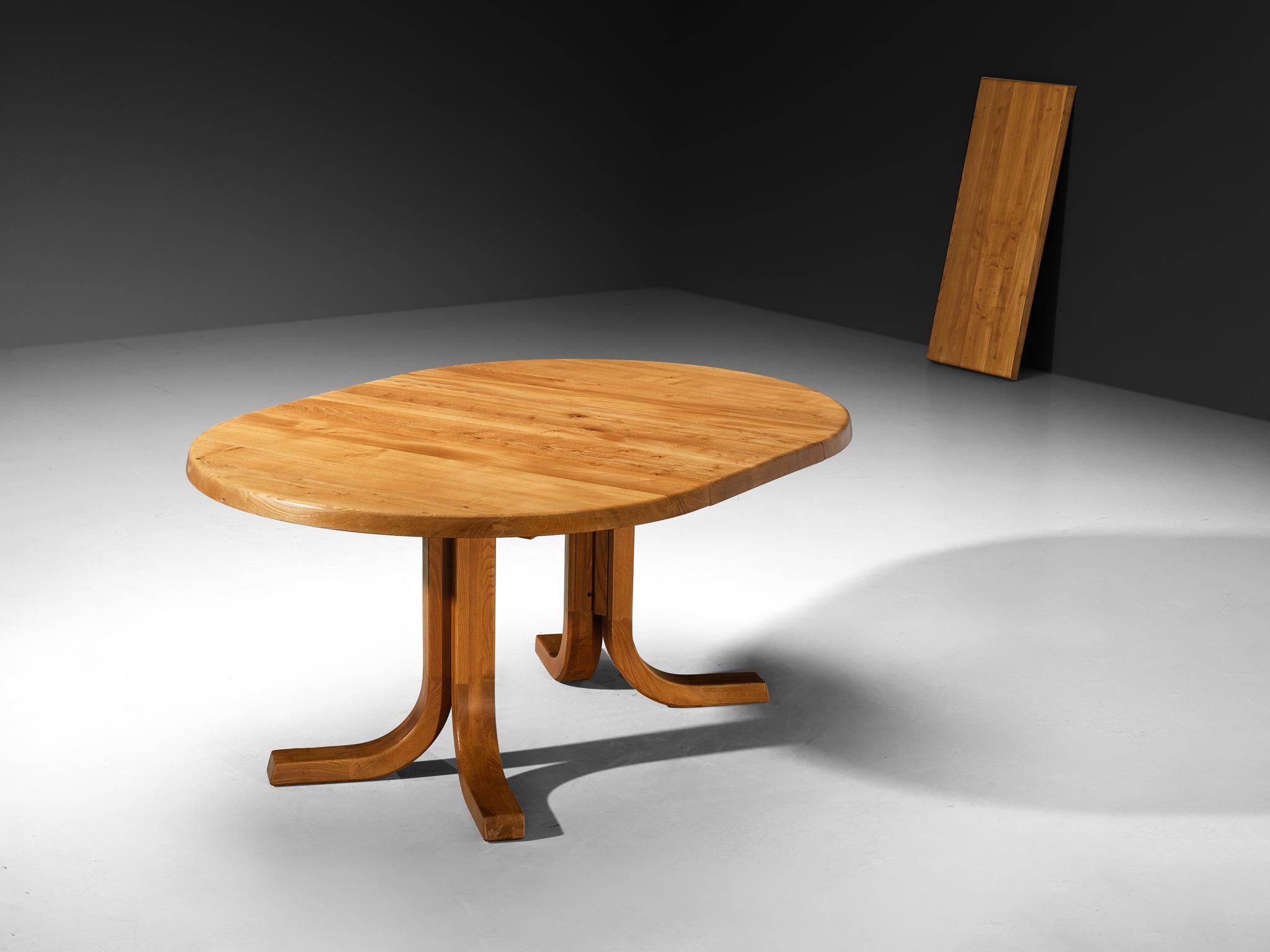 Late 20th Century Pierre Chapo Round Table in Solid Elm