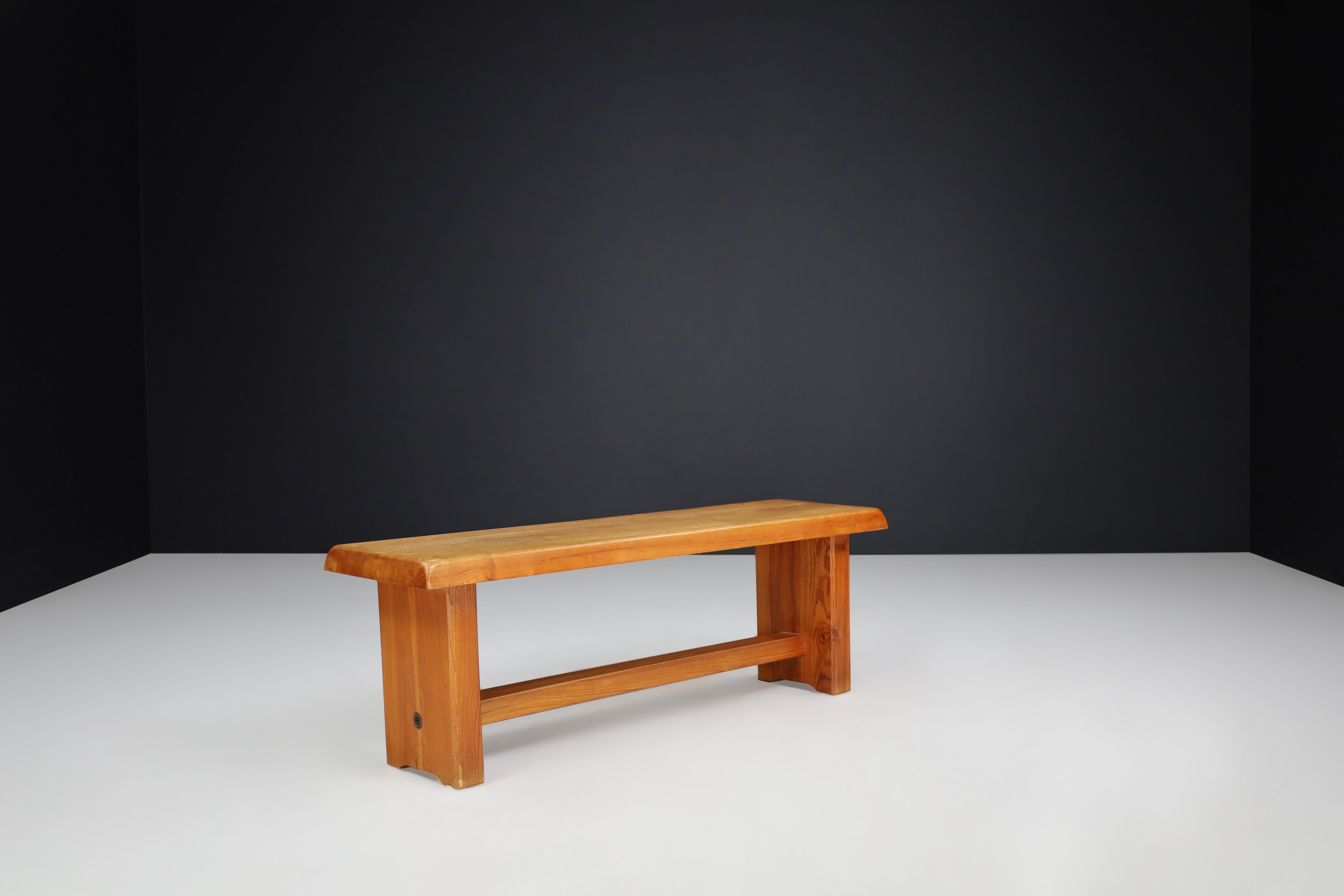Mid-Century Modern Pierre Chapo 'S 14 A' Elm Bench, France, 1970s  For Sale