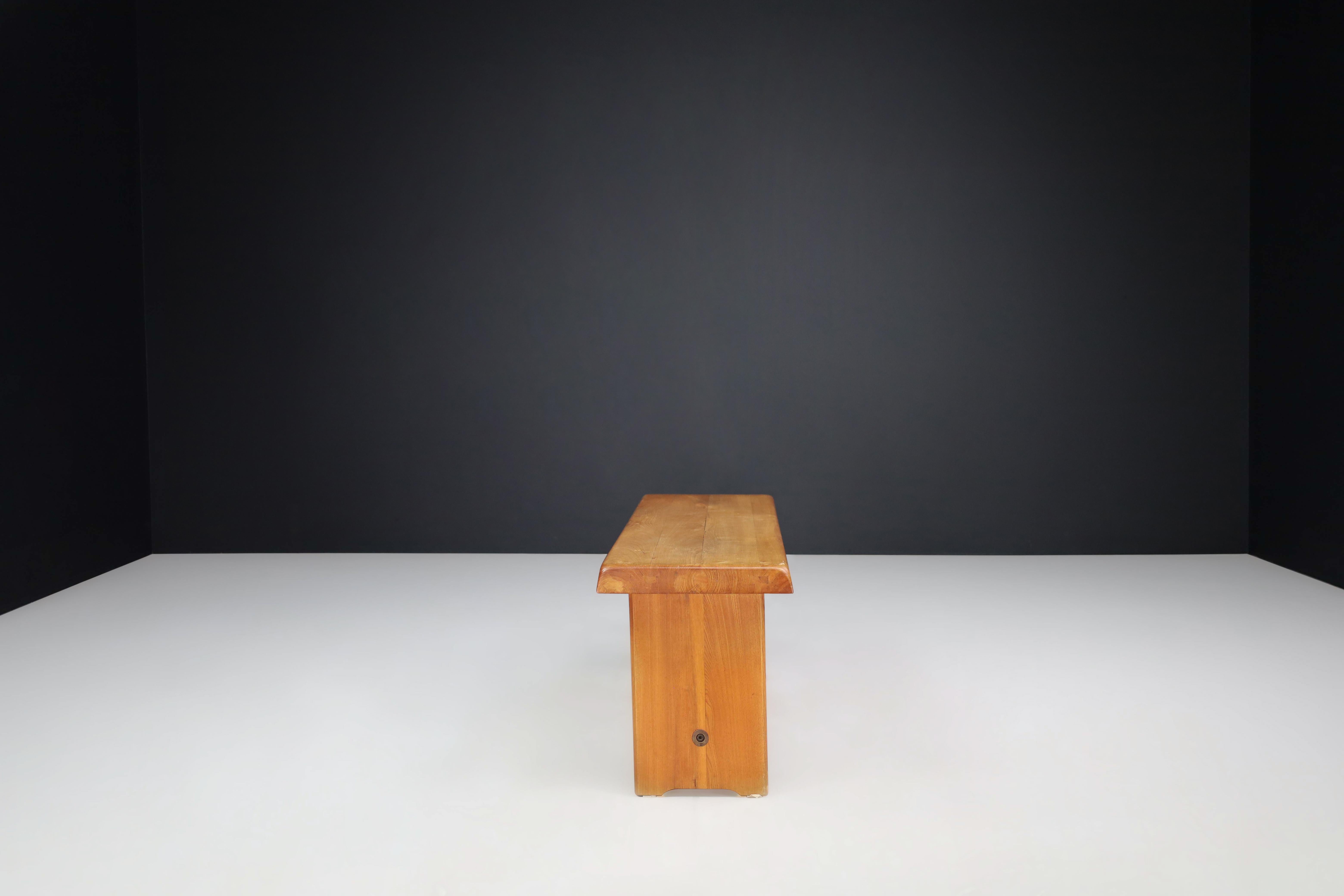 Pierre Chapo 'S 14 A' Elm Bench, France, 1970s  For Sale 3