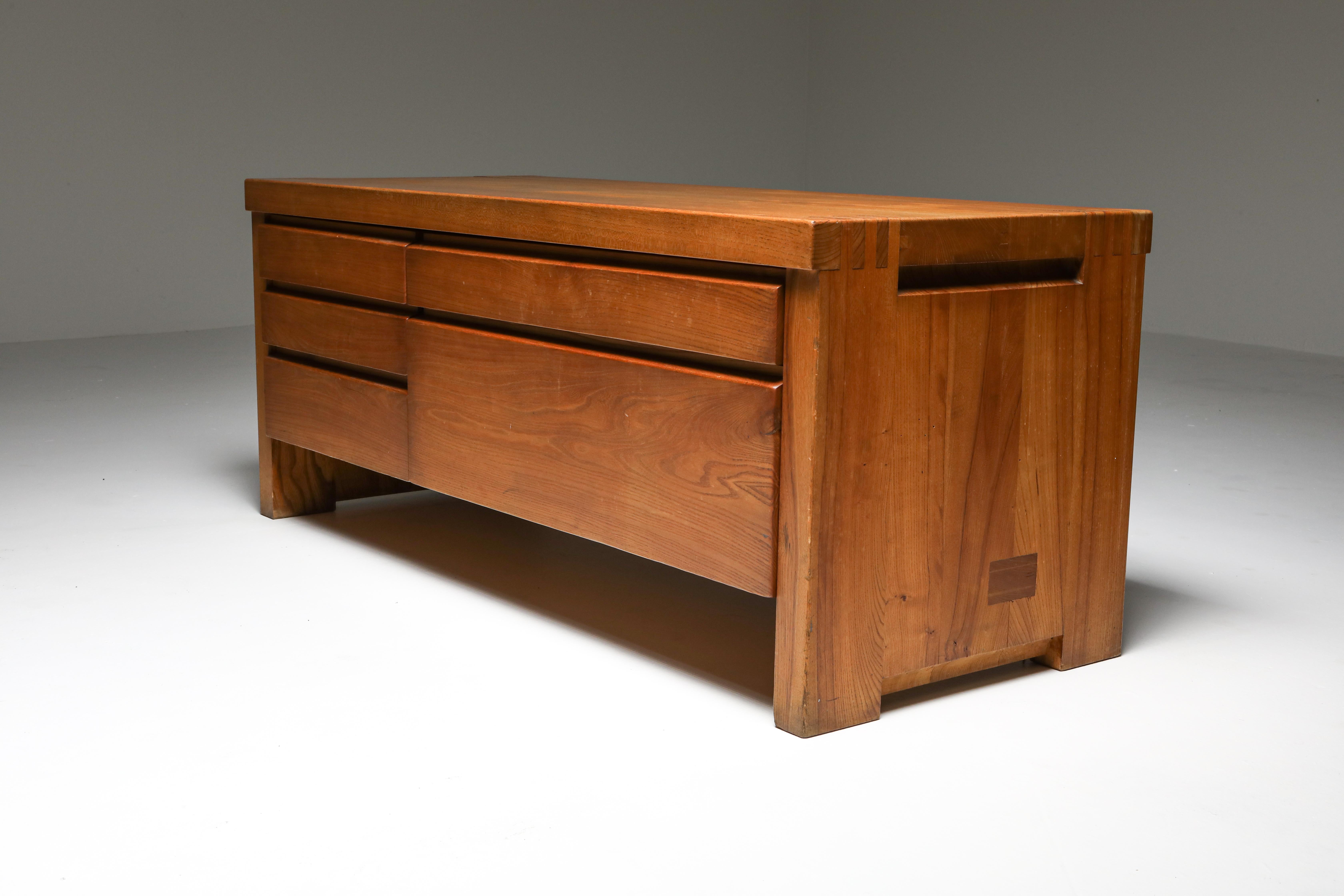 Mid-Century Modern Pierre Chapo's Five-Drawer Sideboard R14